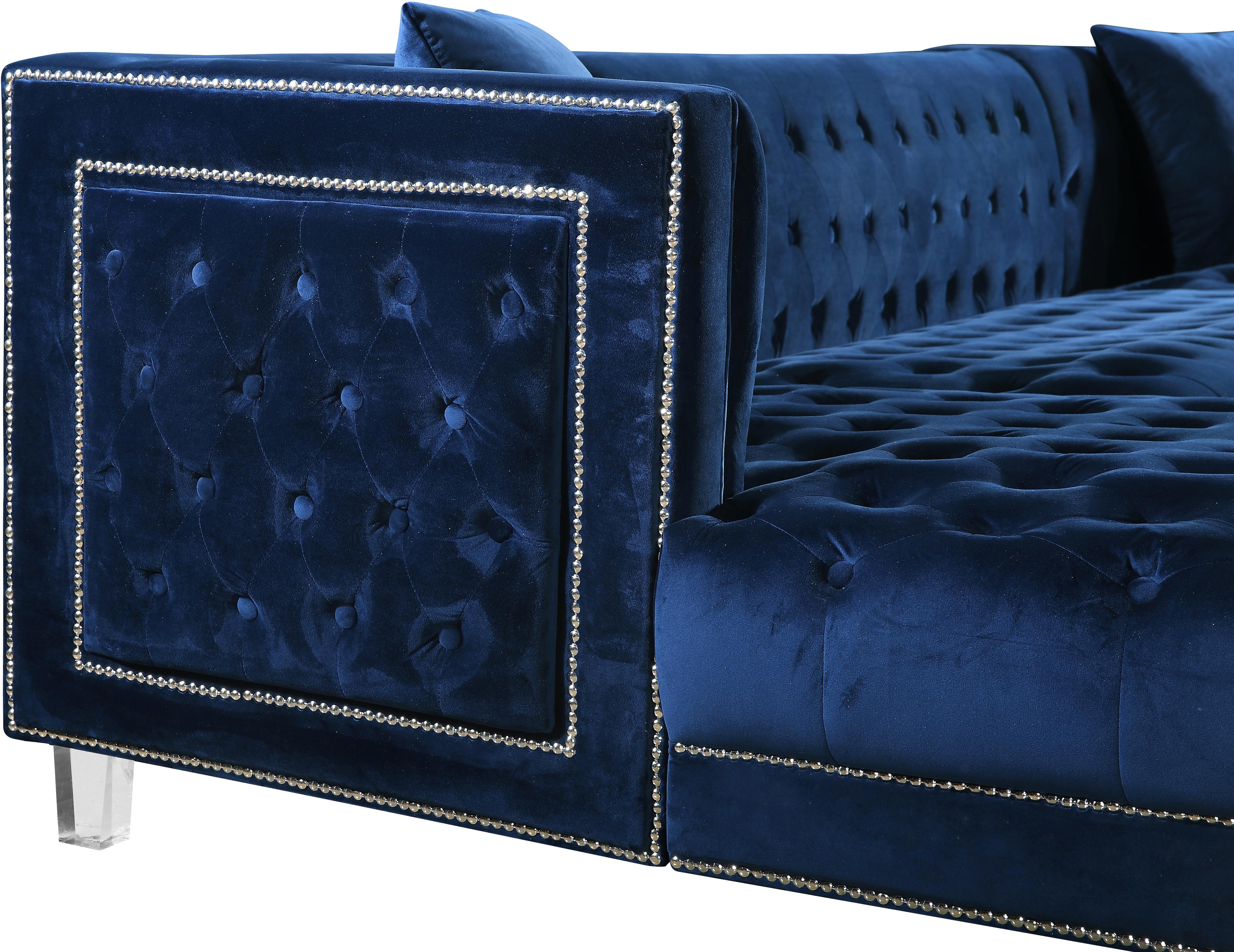 Moda Navy Velvet 3pc. Sectional - Luxury Home Furniture (MI)