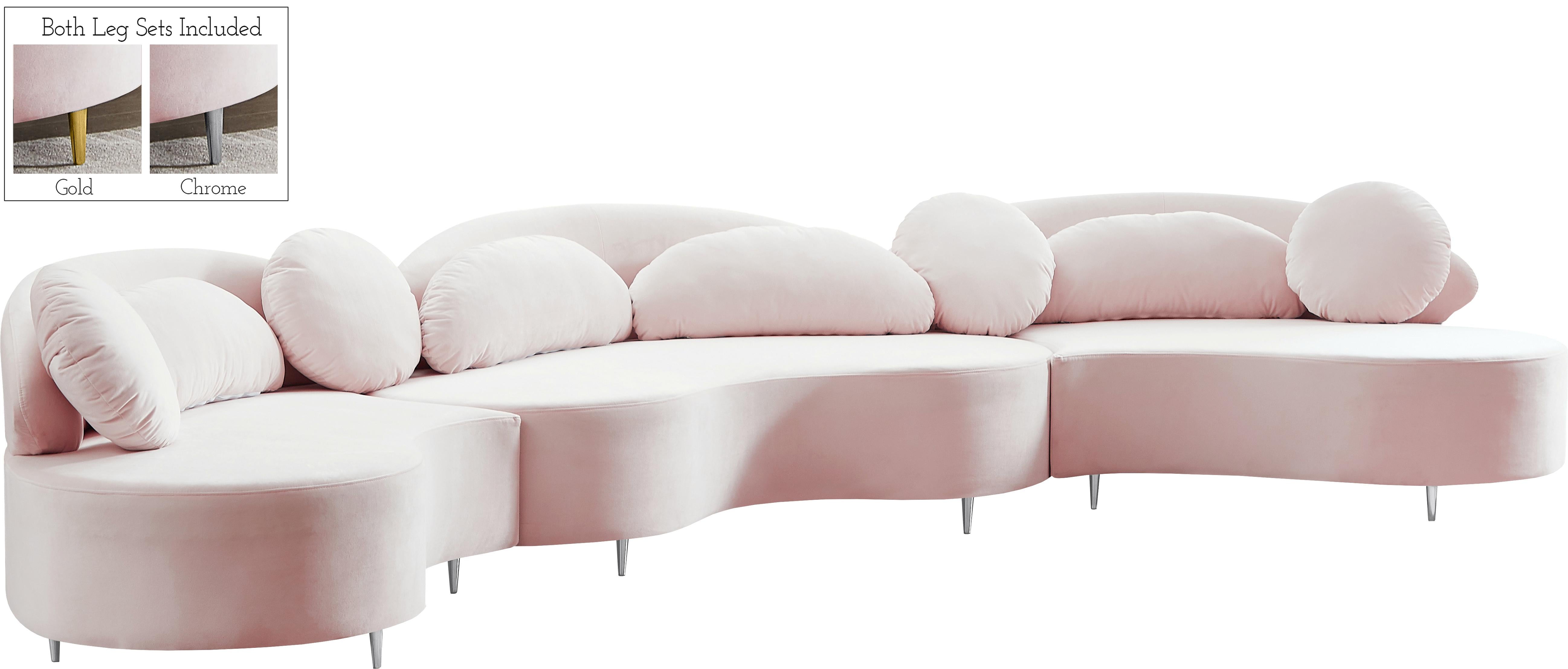 Vivacious Pink Velvet 3pc. Sectional (3 Boxes) - Luxury Home Furniture (MI)