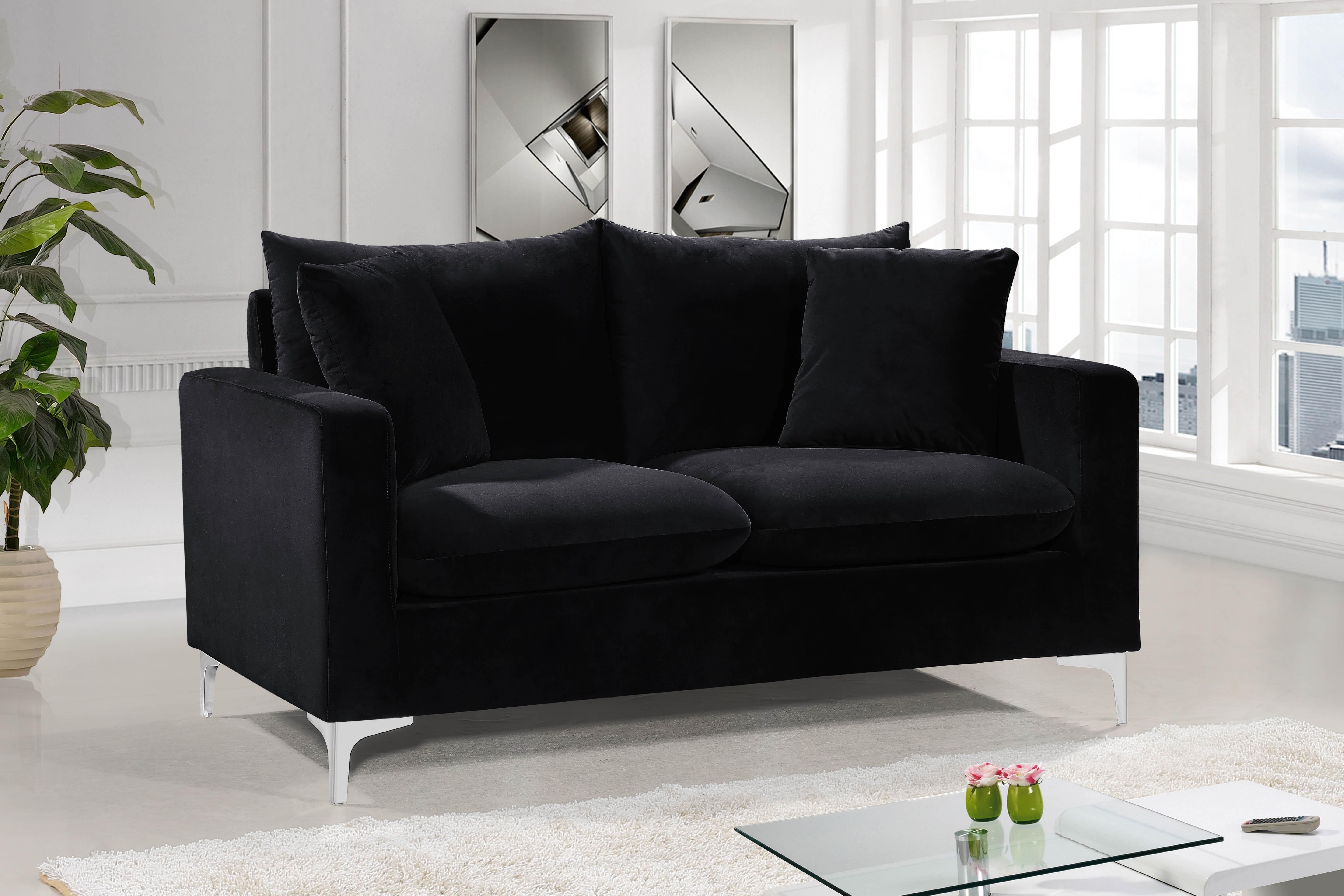 Naomi Black Velvet Loveseat - Luxury Home Furniture (MI)