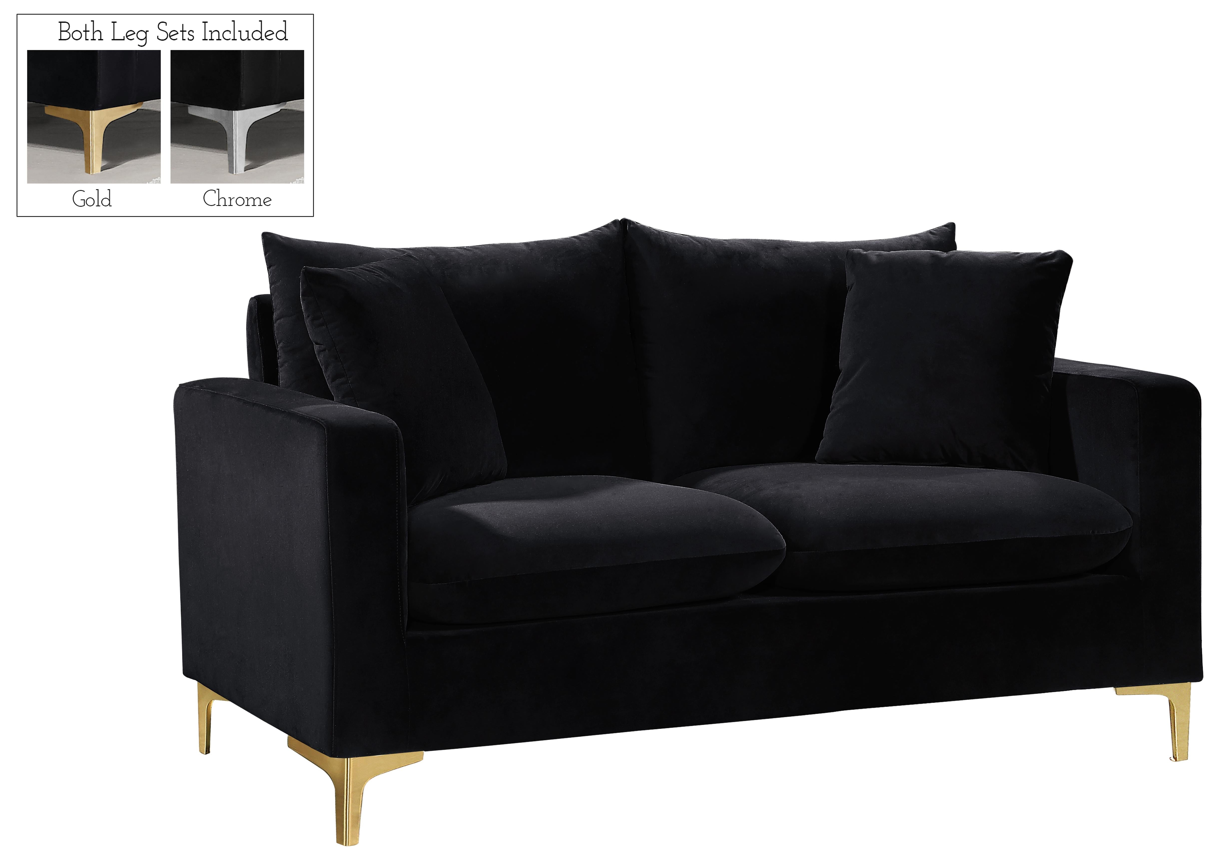 Naomi Black Velvet Loveseat - Luxury Home Furniture (MI)
