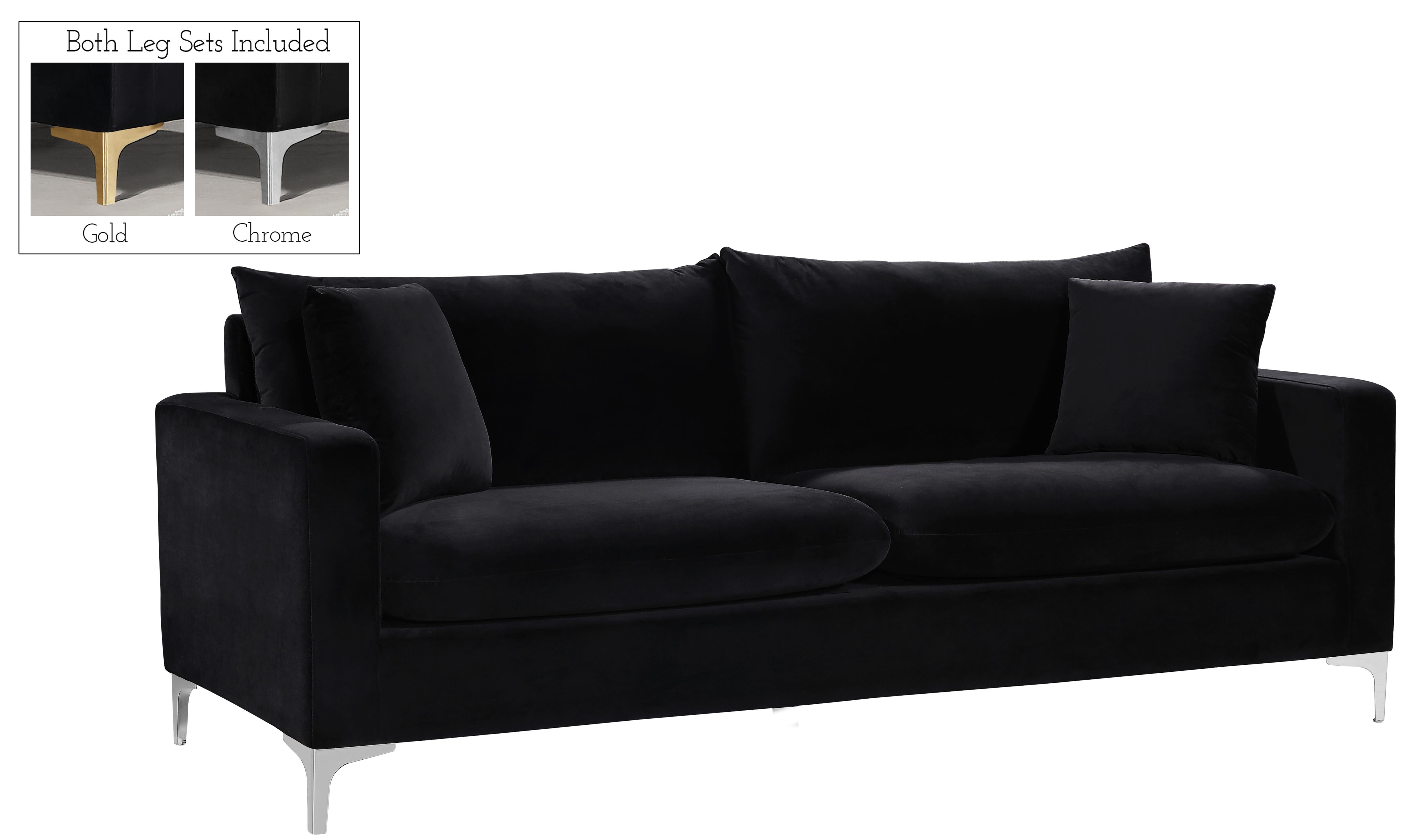 Naomi Black Velvet Sofa - Luxury Home Furniture (MI)