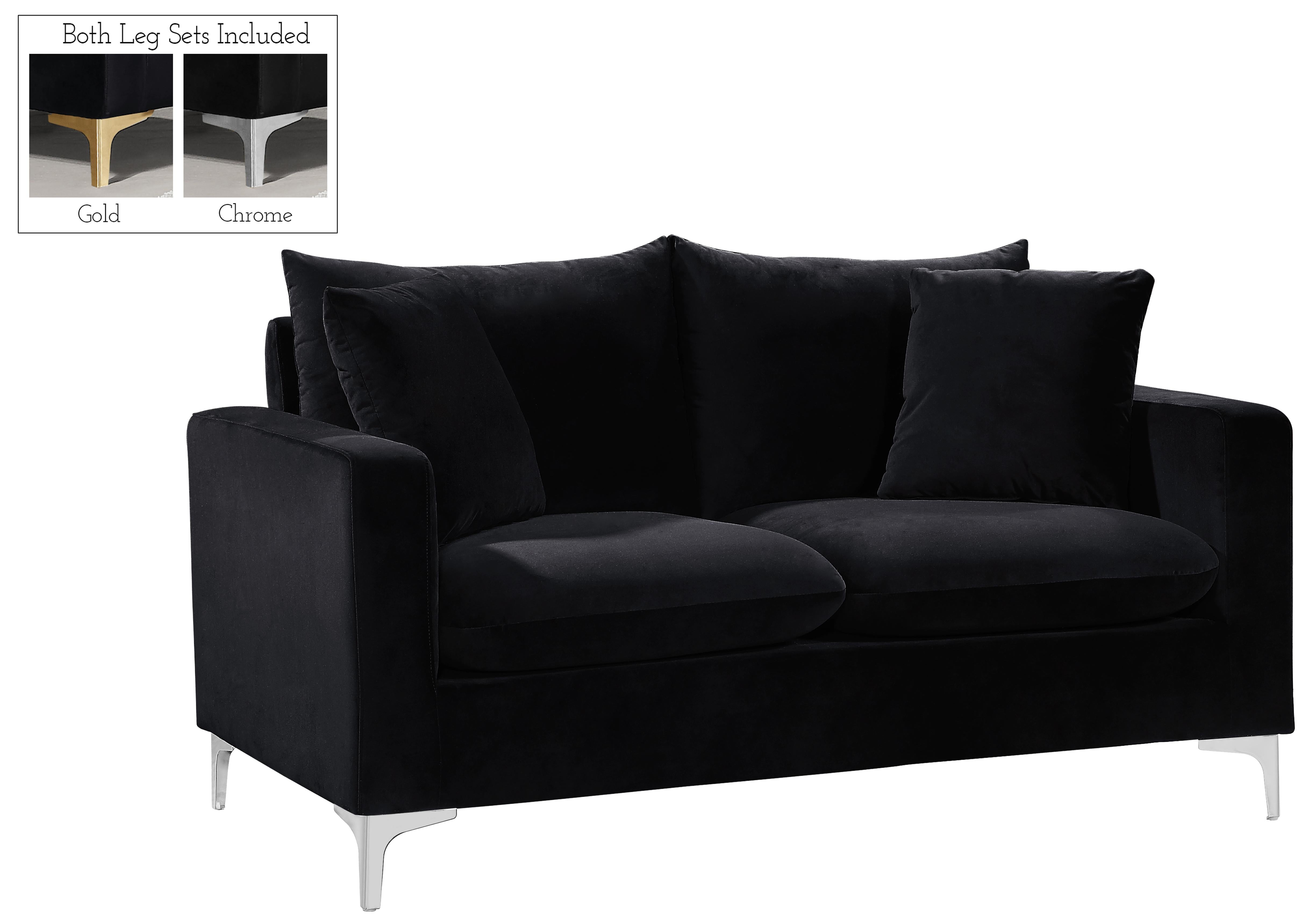 Naomi Black Velvet Loveseat - Luxury Home Furniture (MI)