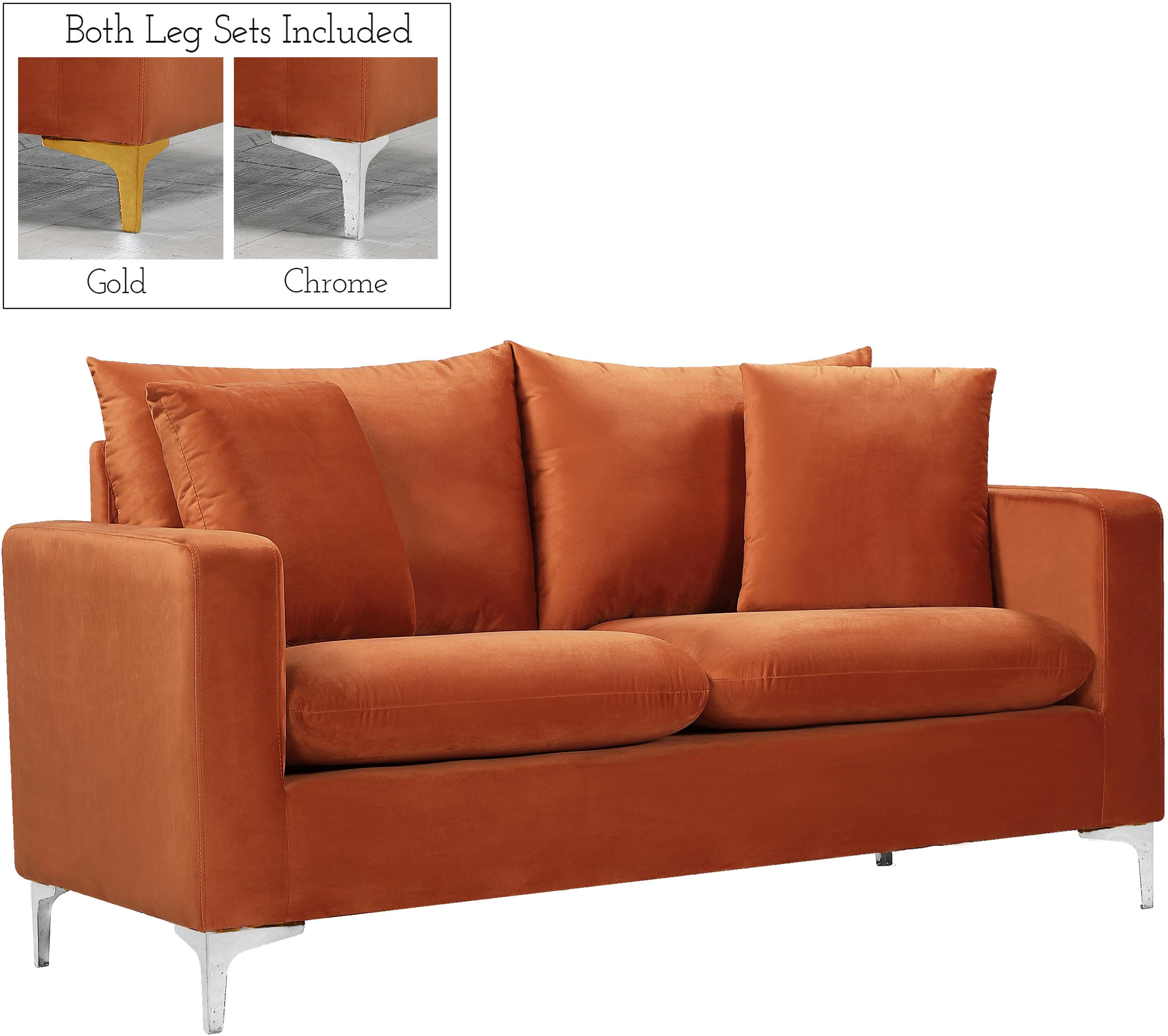 Naomi Cognac Velvet Loveseat - Luxury Home Furniture (MI)
