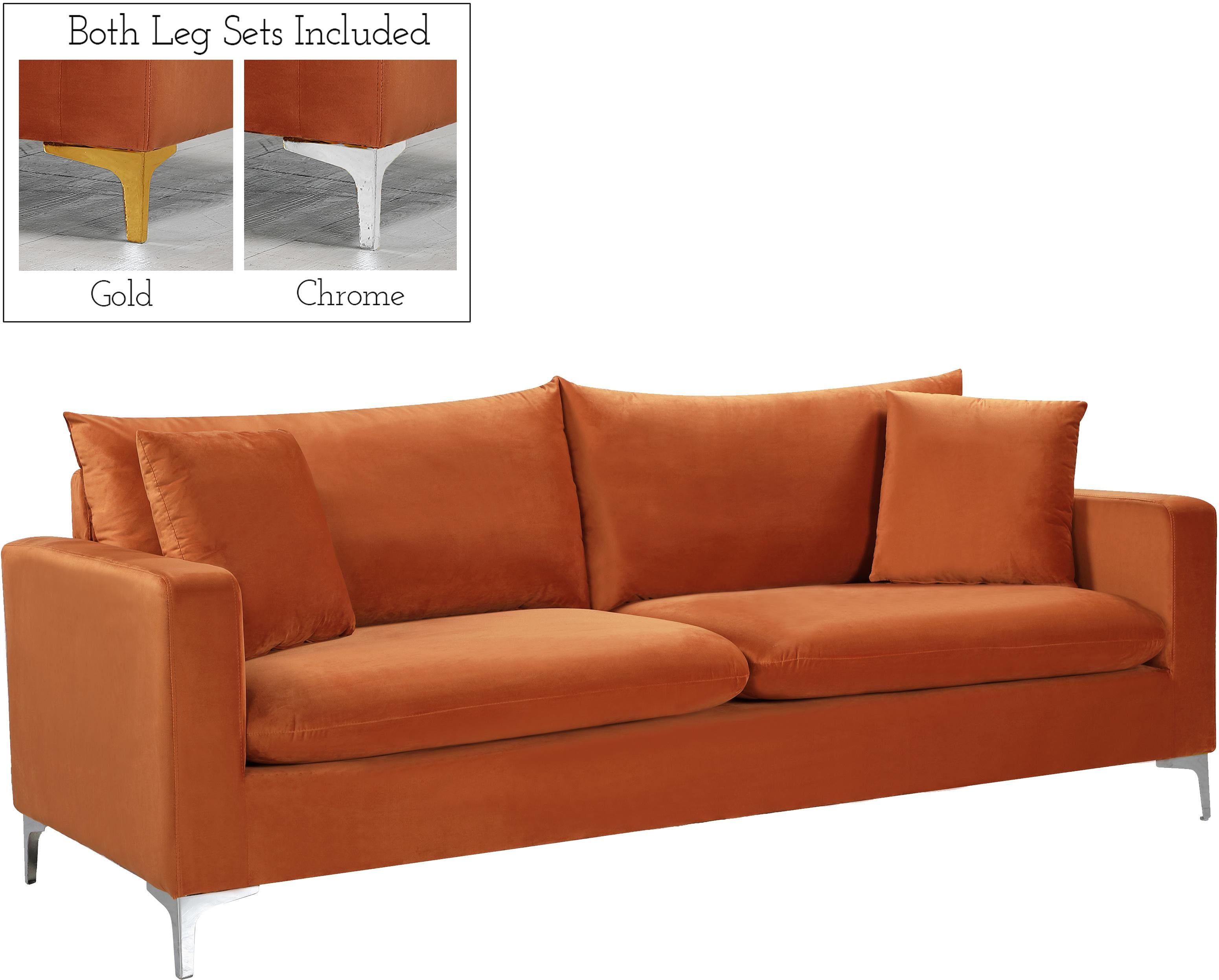 Naomi Cognac Velvet Sofa - Luxury Home Furniture (MI)