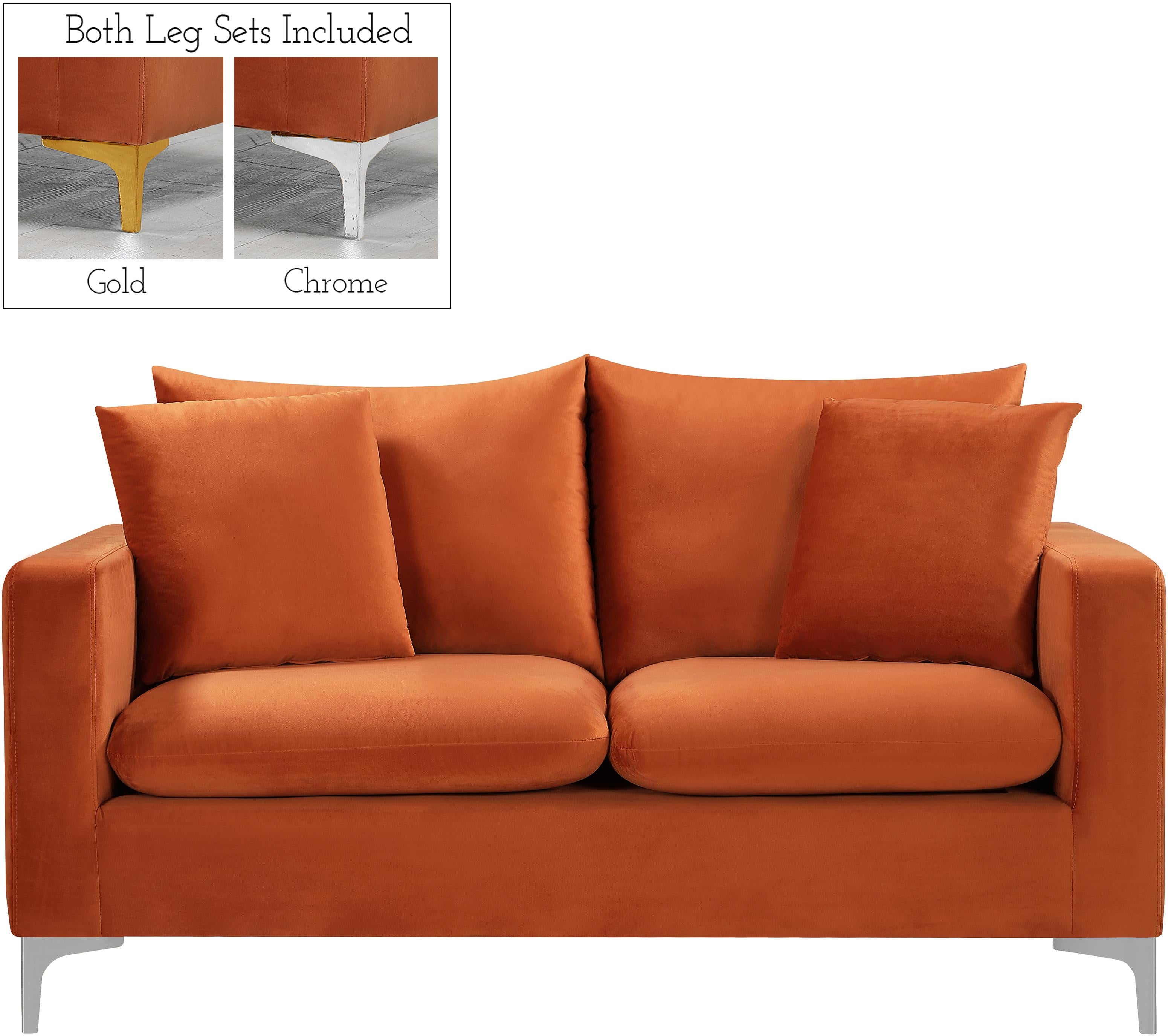 Naomi Cognac Velvet Loveseat - Luxury Home Furniture (MI)