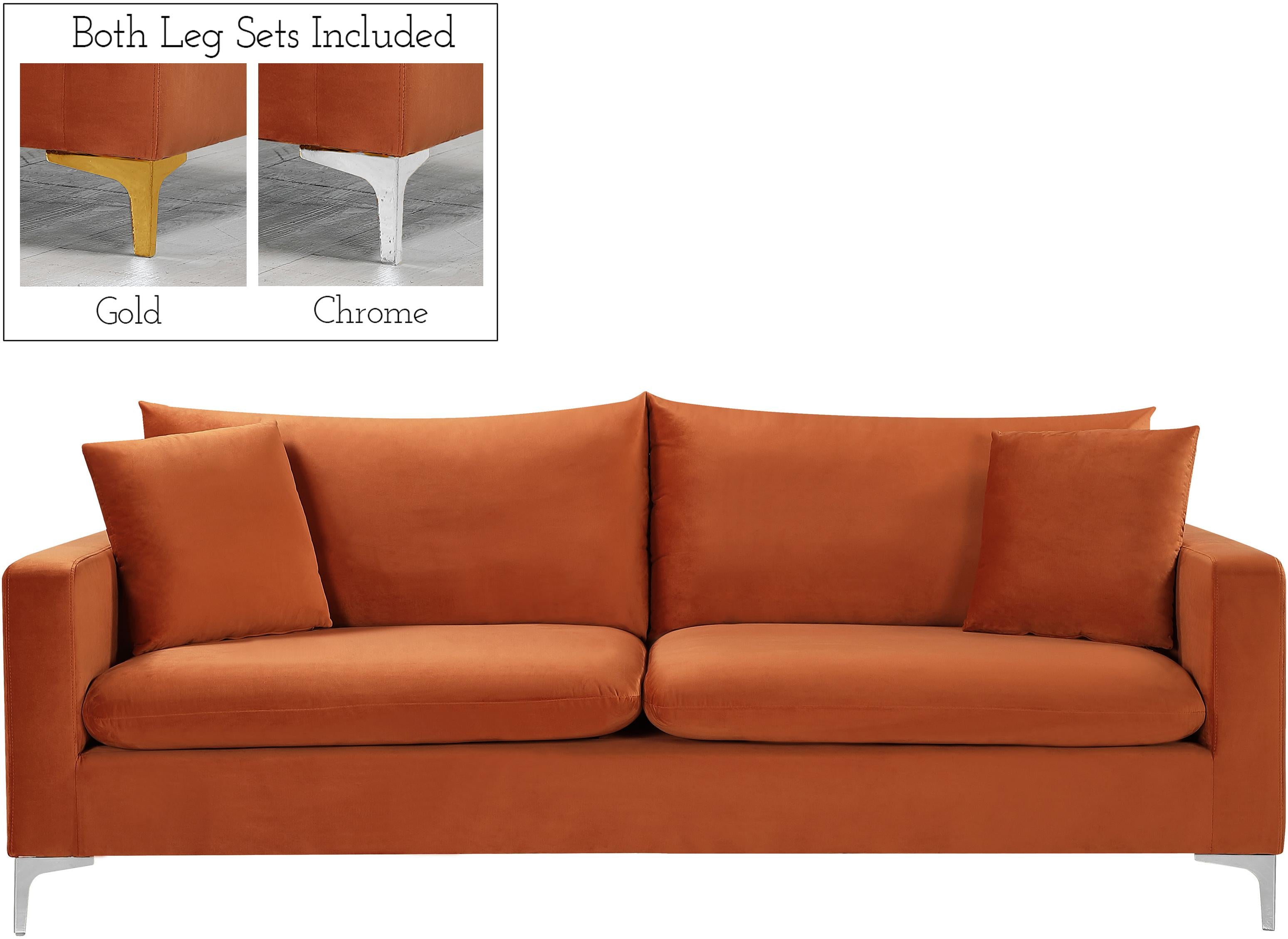 Naomi Cognac Velvet Sofa - Luxury Home Furniture (MI)