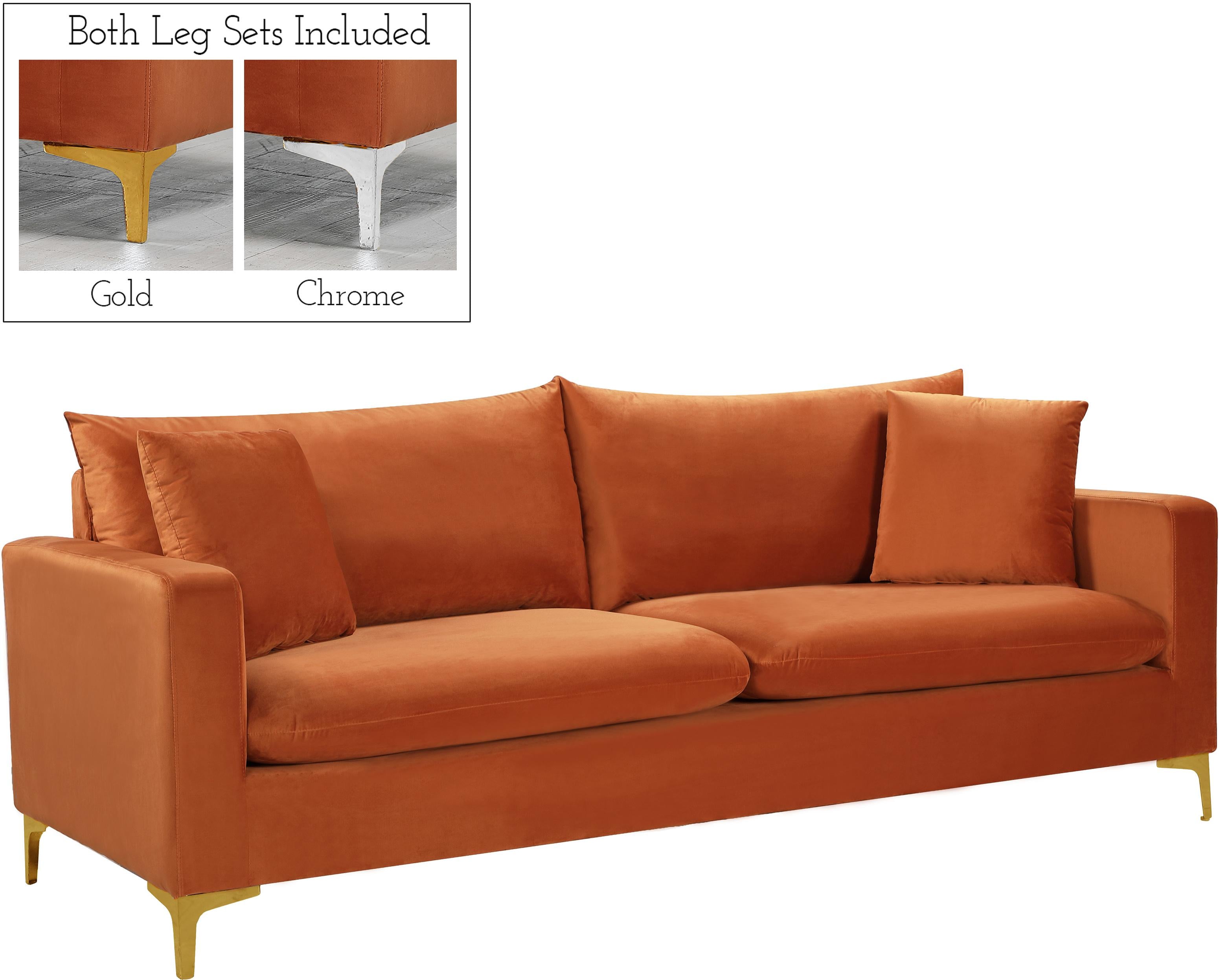 Naomi Cognac Velvet Sofa - Luxury Home Furniture (MI)