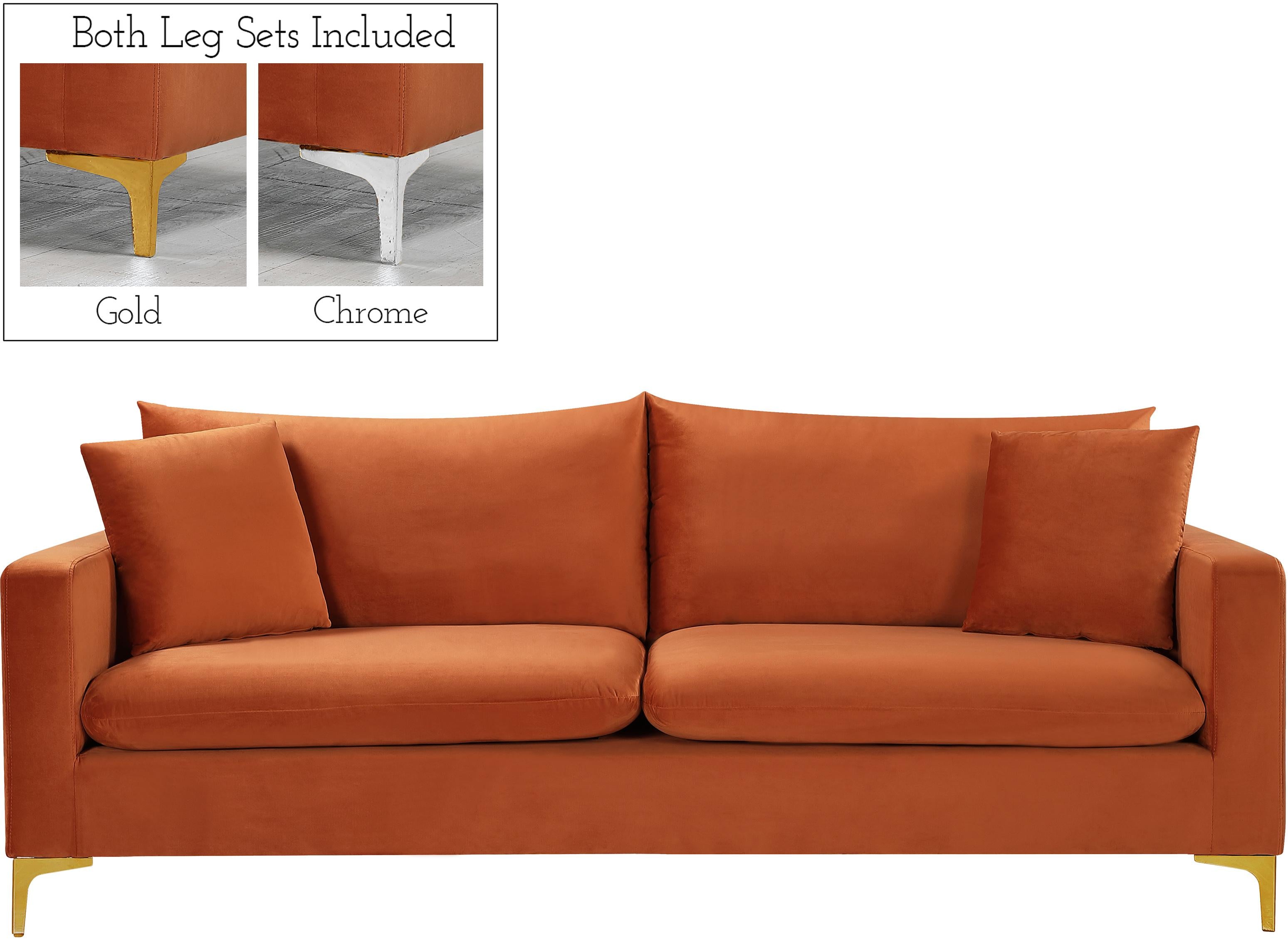 Naomi Cognac Velvet Sofa - Luxury Home Furniture (MI)