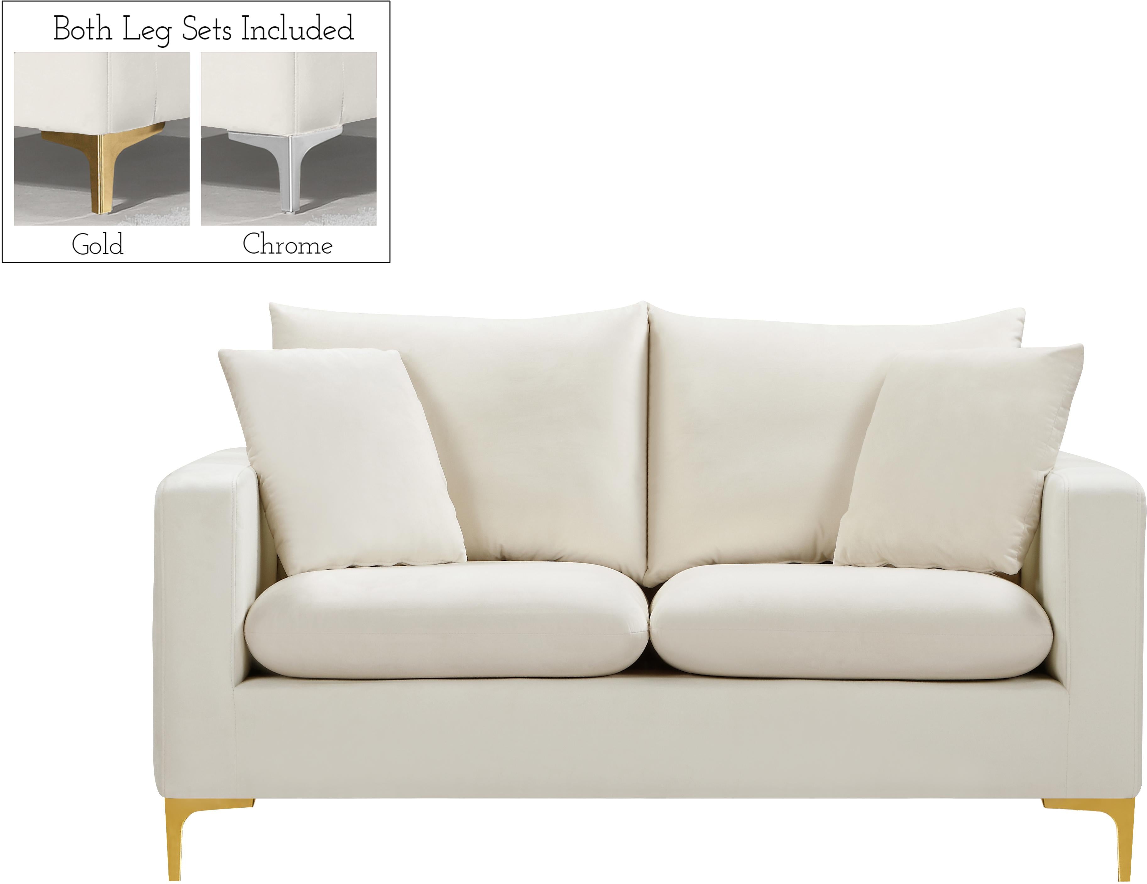 Naomi Cream Velvet Loveseat - Luxury Home Furniture (MI)