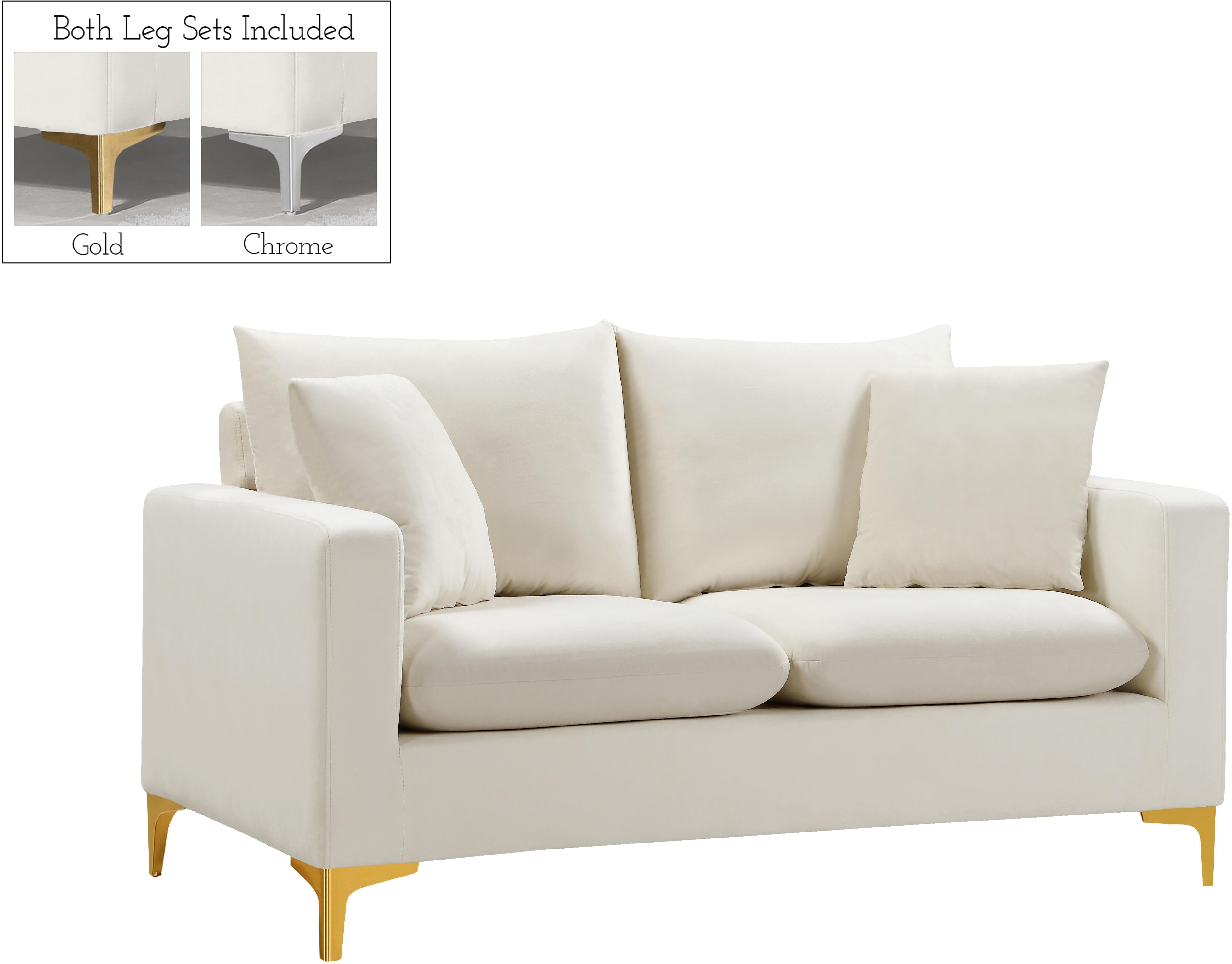 Naomi Cream Velvet Loveseat - Luxury Home Furniture (MI)