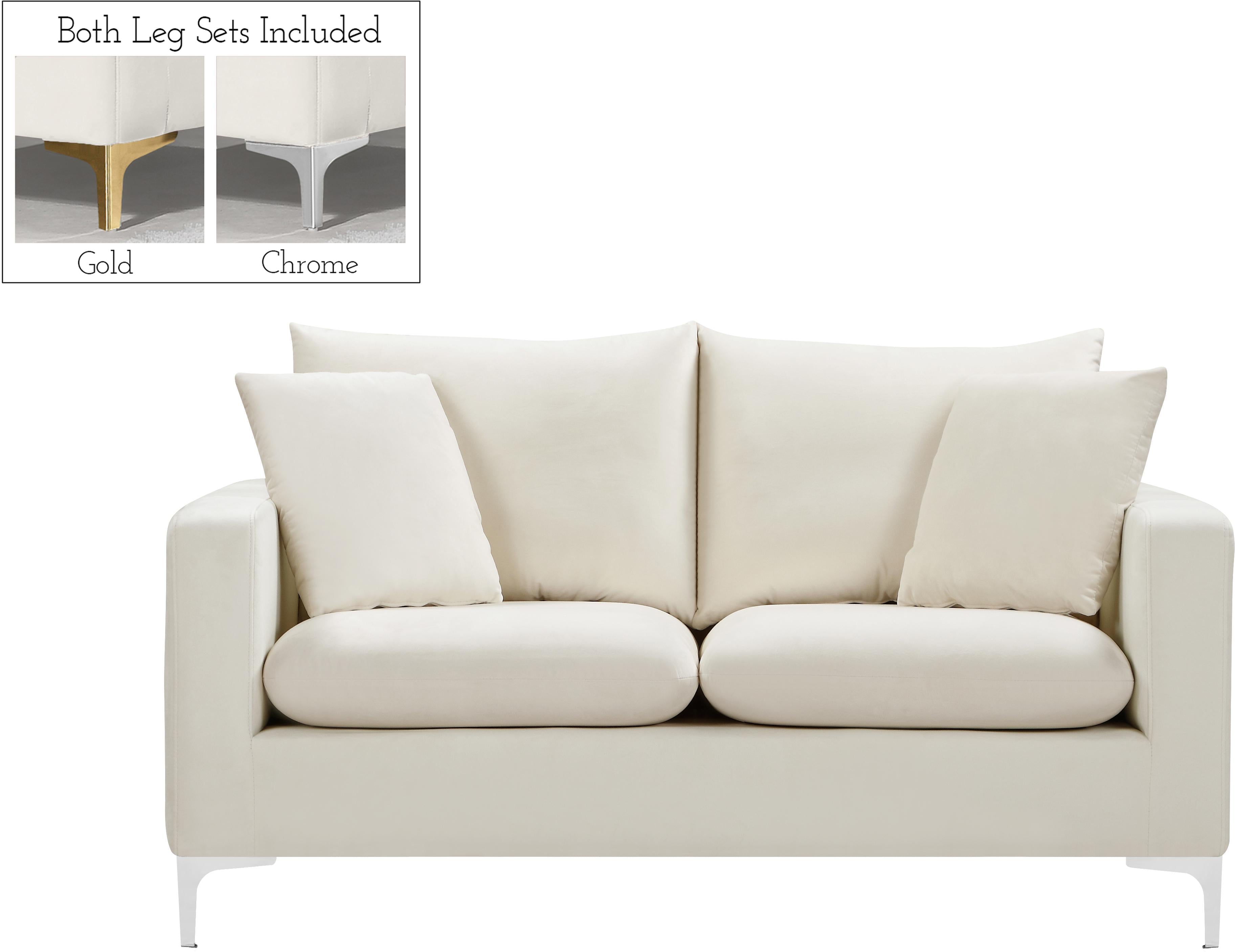 Naomi Cream Velvet Loveseat - Luxury Home Furniture (MI)