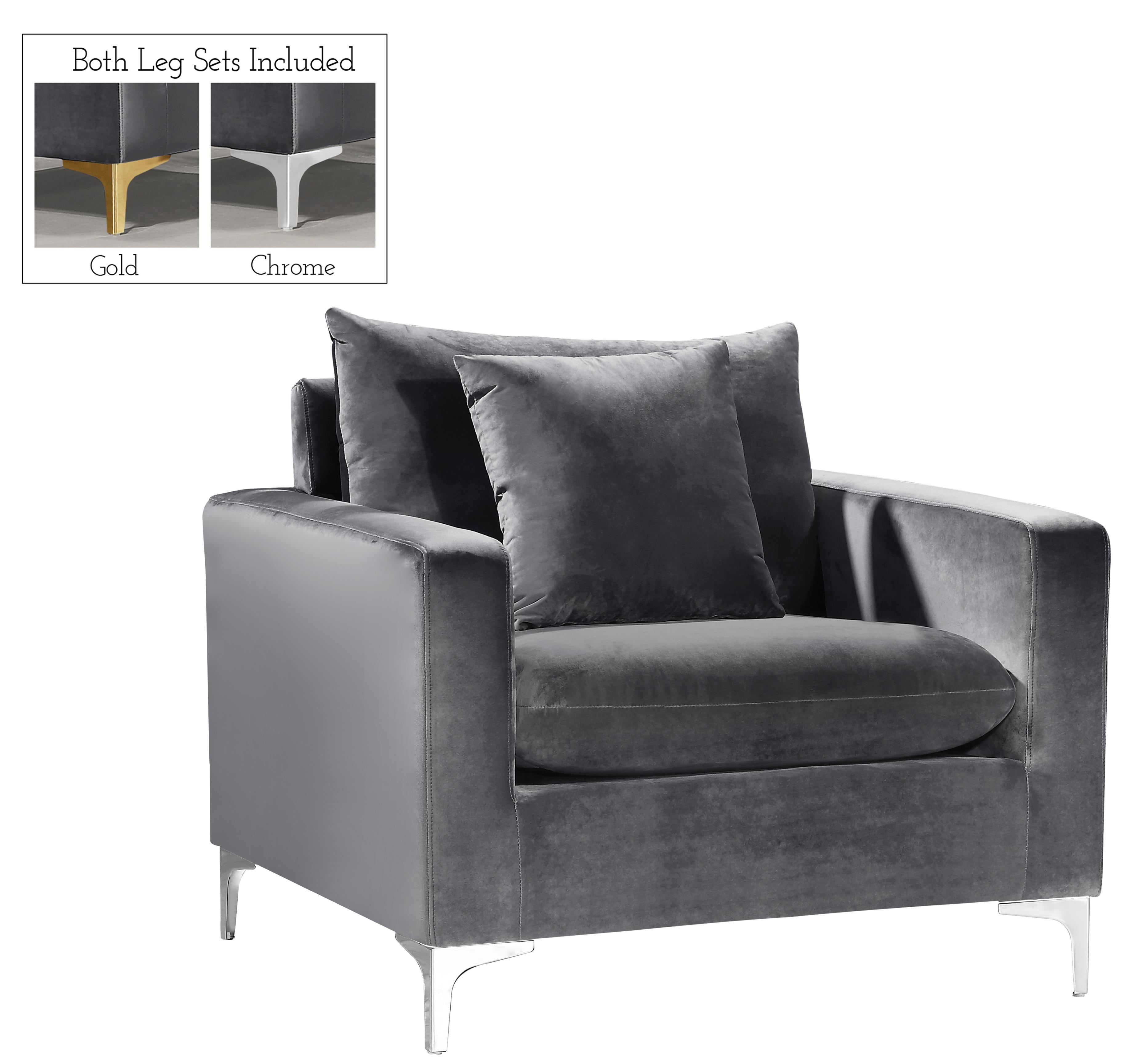 Naomi Grey Velvet Chair - Luxury Home Furniture (MI)