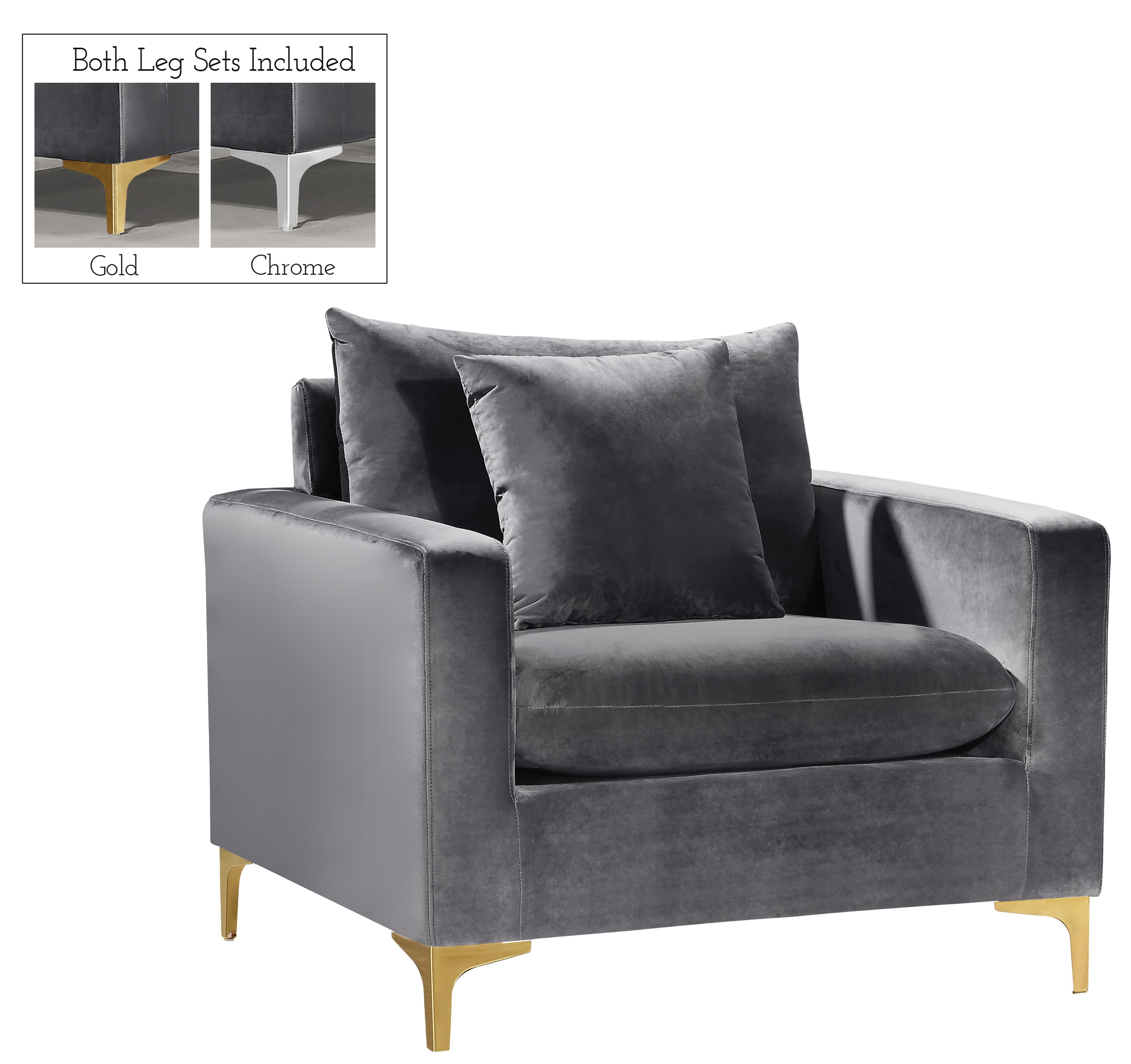 Naomi Grey Velvet Chair - Luxury Home Furniture (MI)
