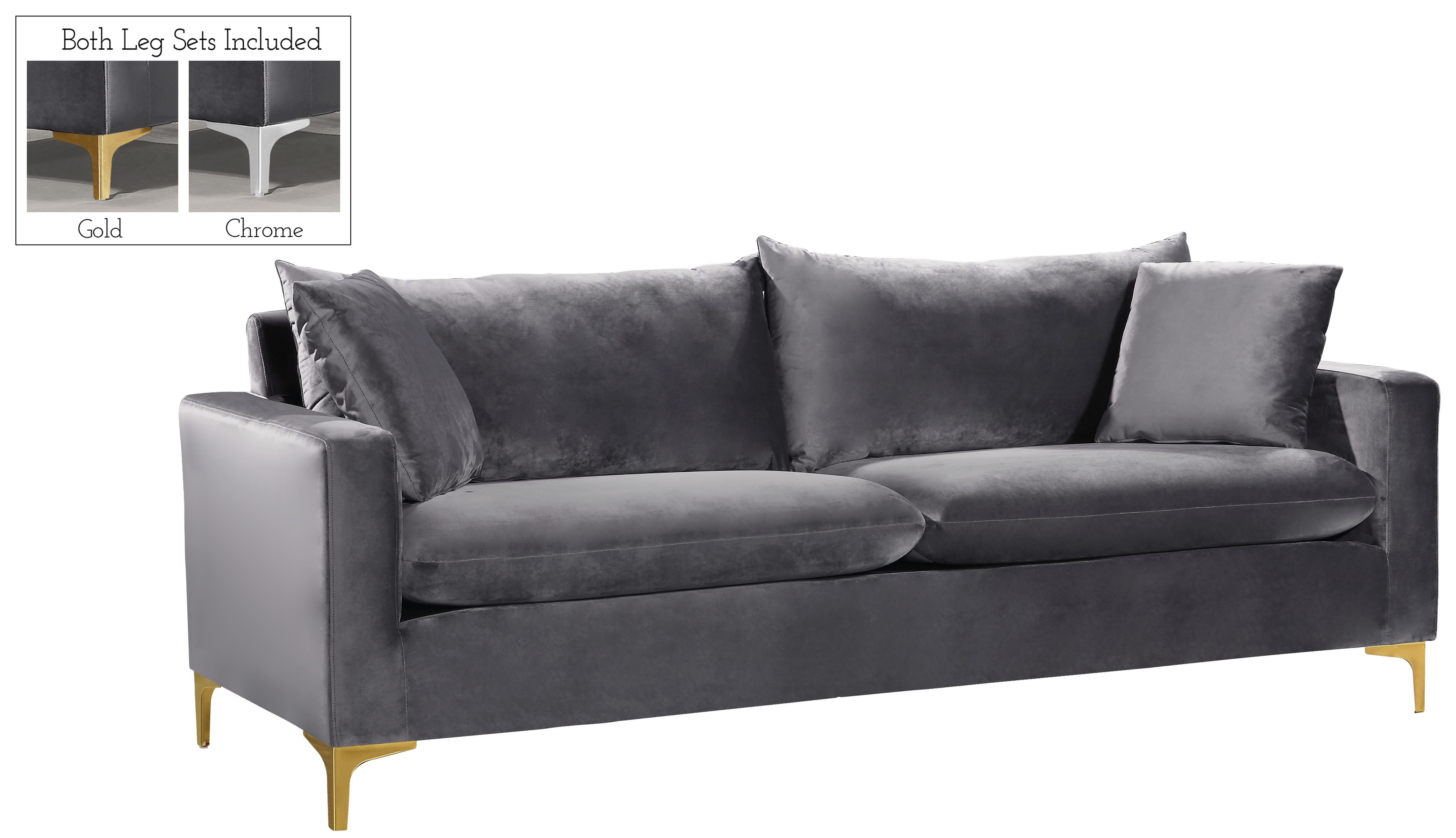 Naomi Grey Velvet Sofa - Luxury Home Furniture (MI)