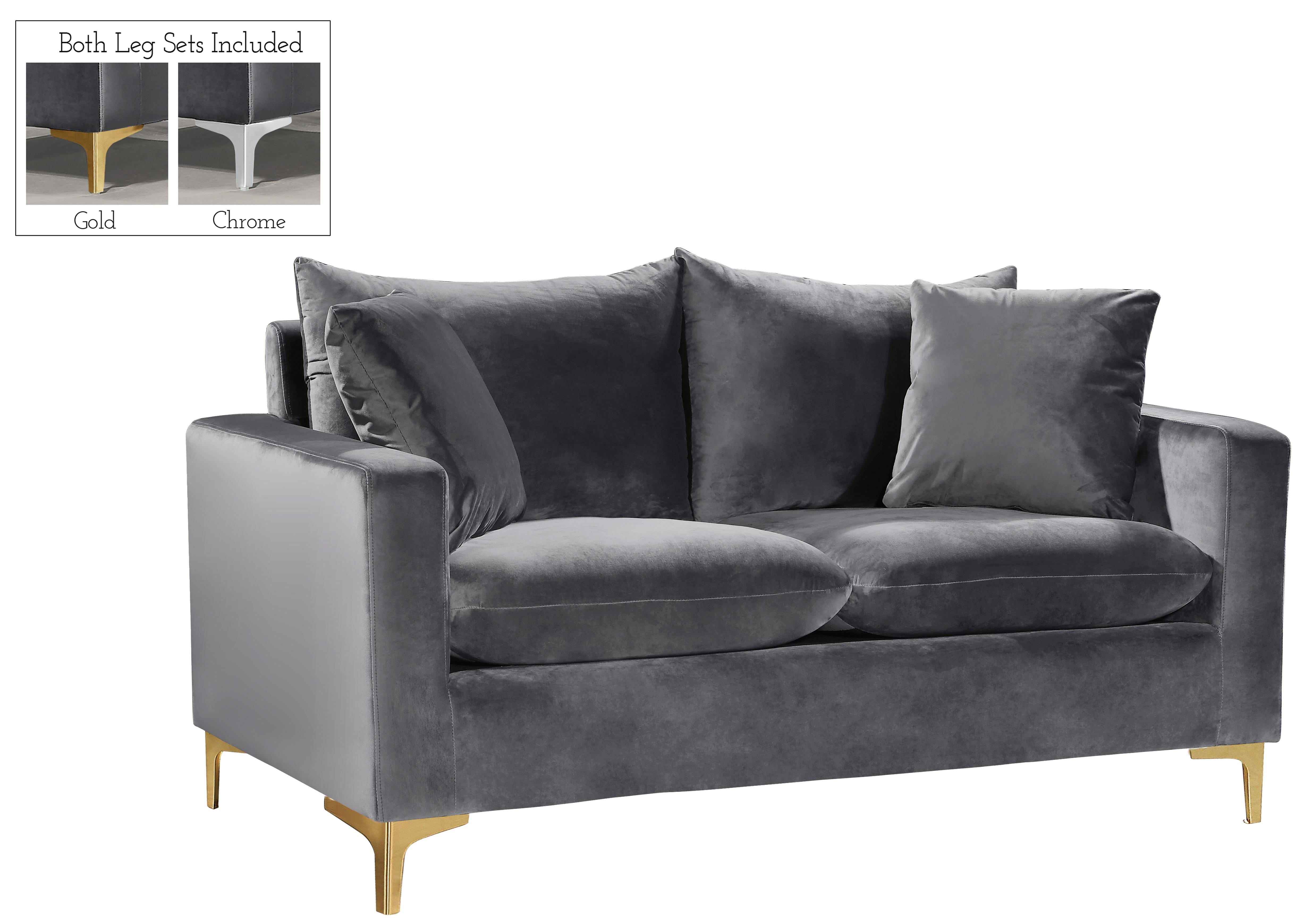 Naomi Grey Velvet Loveseat - Luxury Home Furniture (MI)