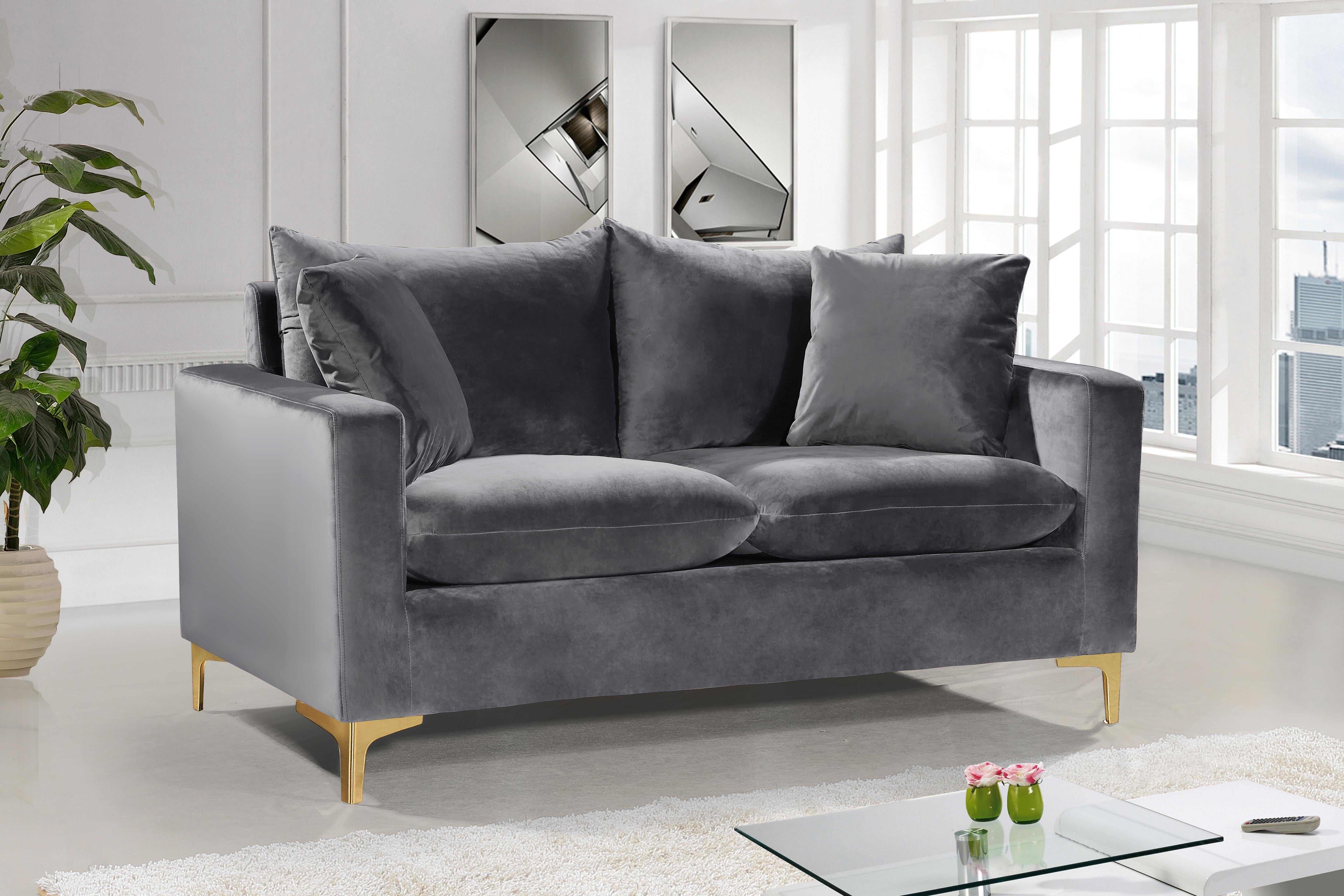 Naomi Grey Velvet Loveseat - Luxury Home Furniture (MI)