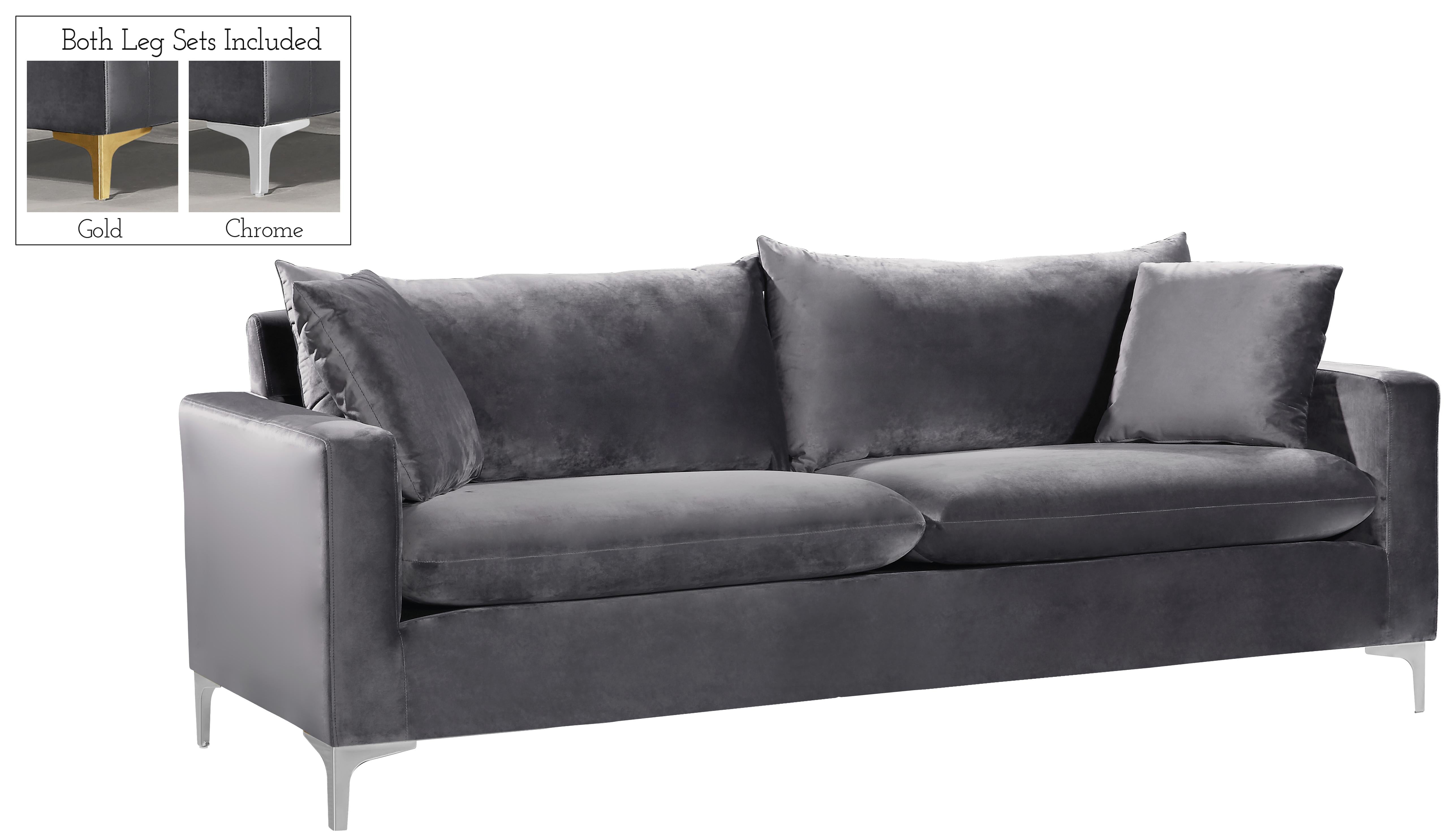 Naomi Grey Velvet Sofa - Luxury Home Furniture (MI)