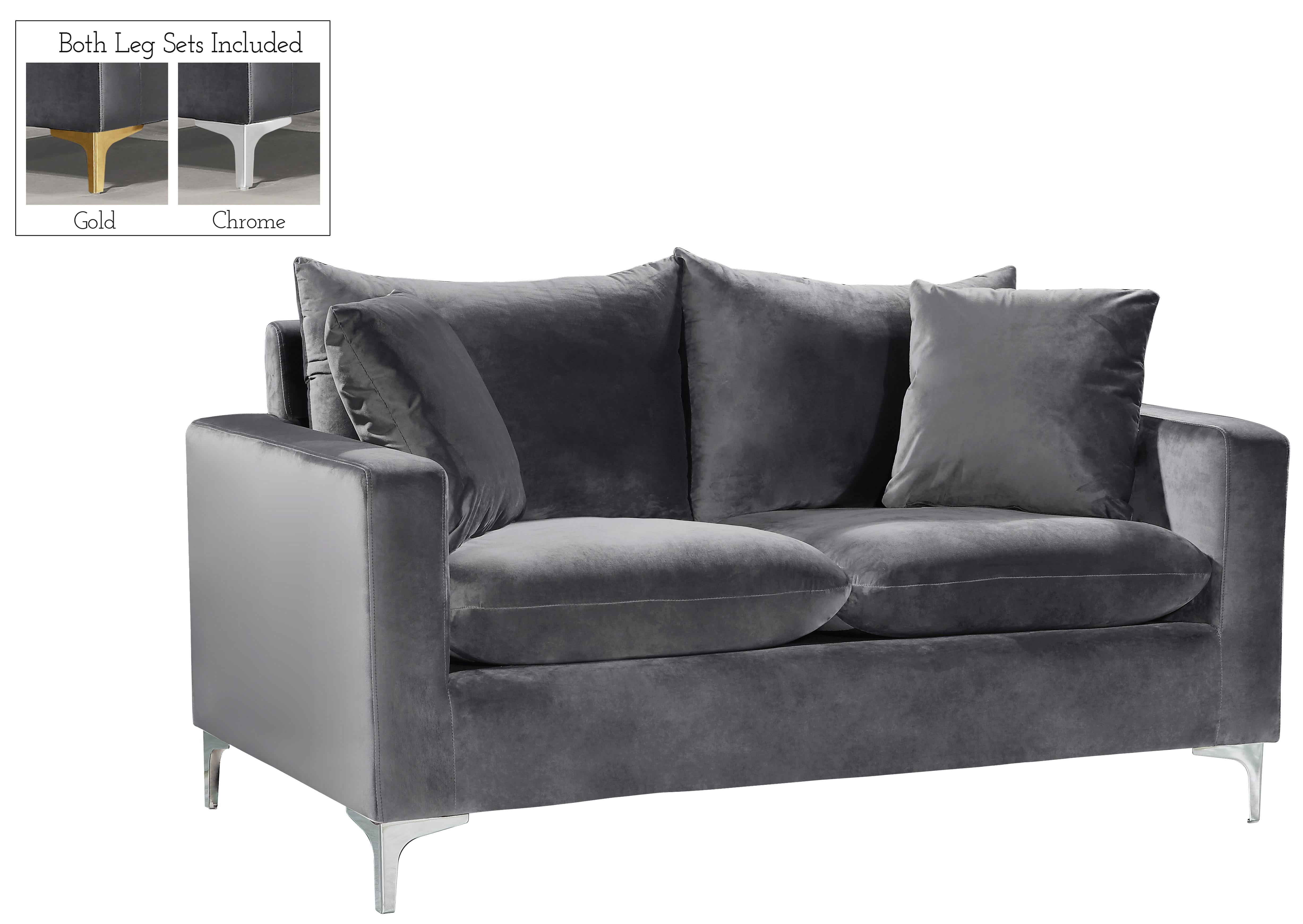 Naomi Grey Velvet Loveseat - Luxury Home Furniture (MI)