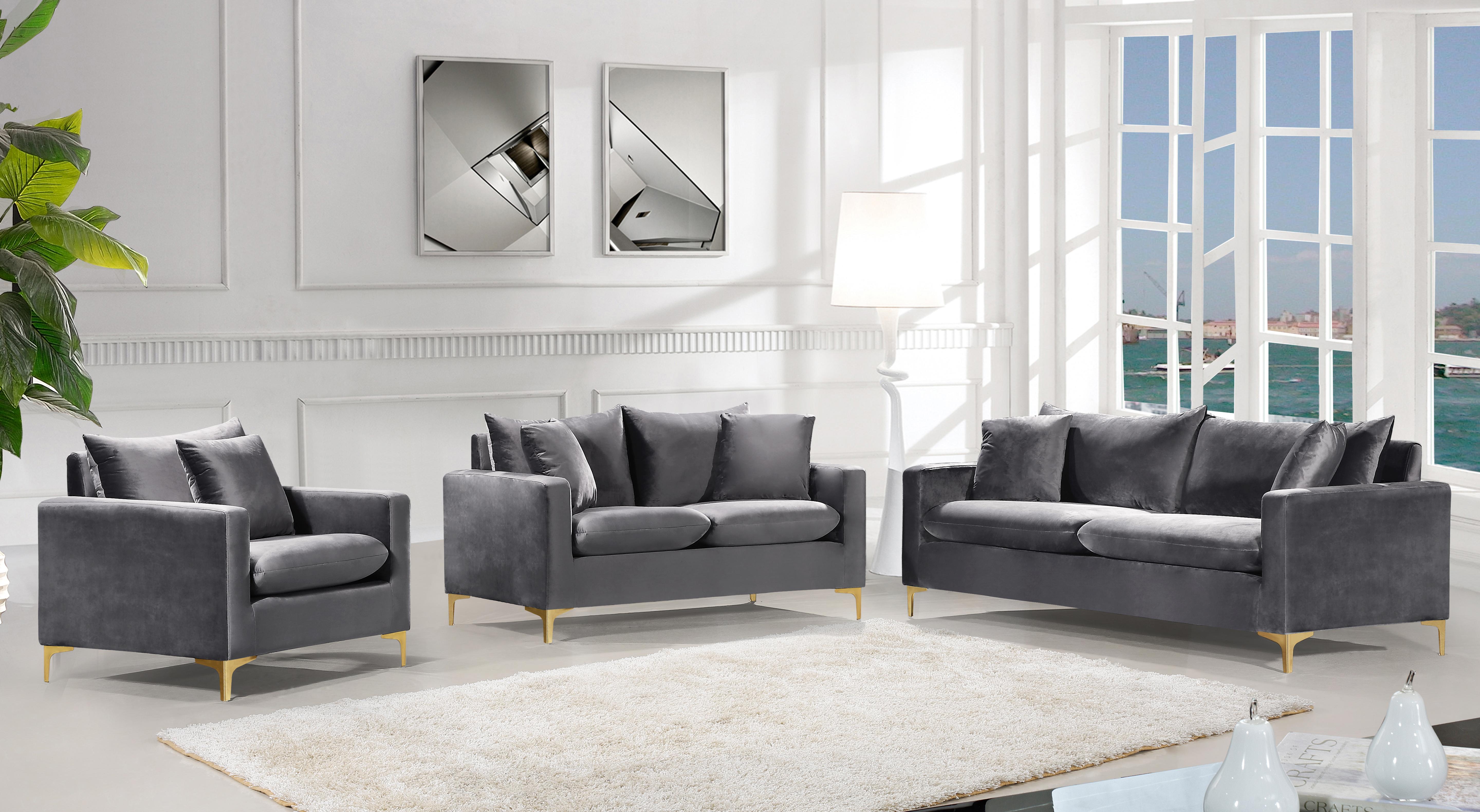 Naomi Grey Velvet Loveseat - Luxury Home Furniture (MI)