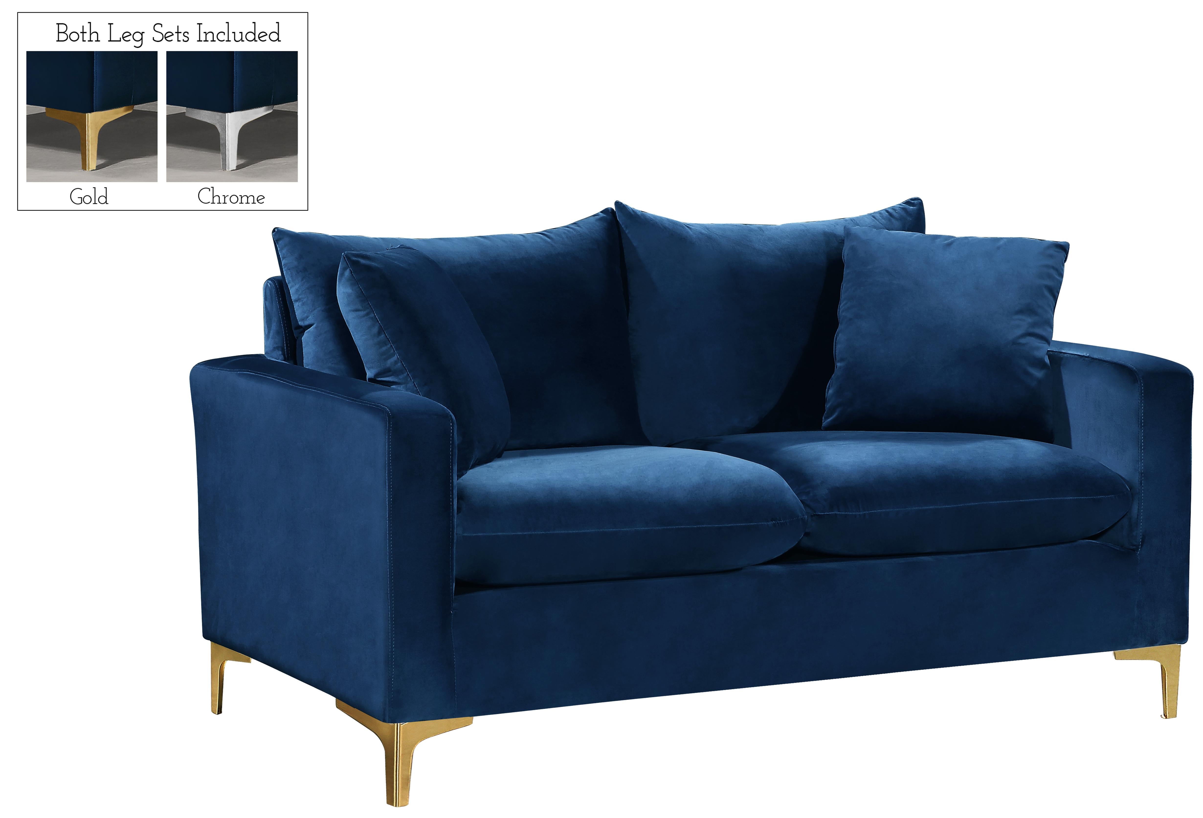 Naomi Navy Velvet Loveseat - Luxury Home Furniture (MI)