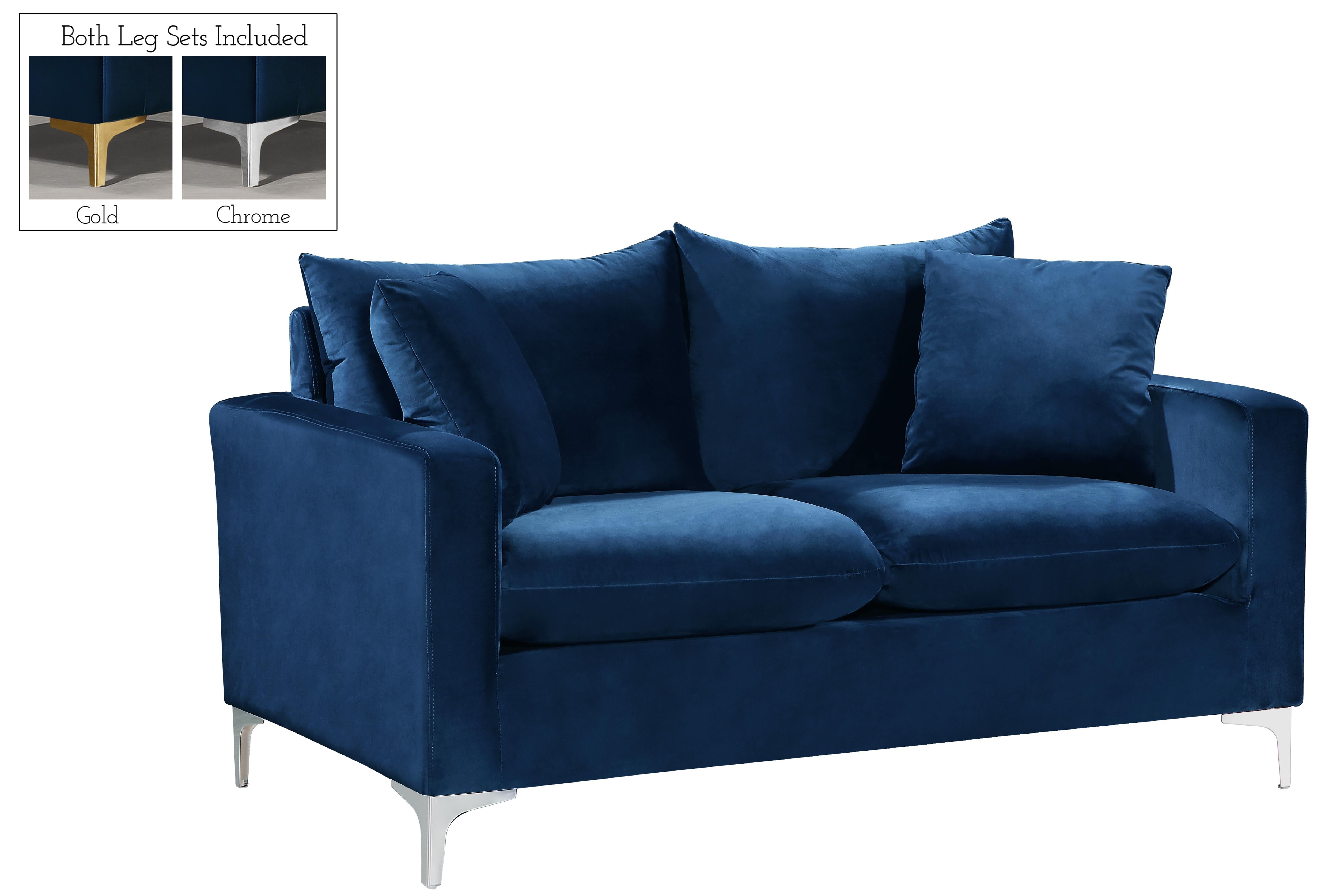 Naomi Navy Velvet Loveseat - Luxury Home Furniture (MI)