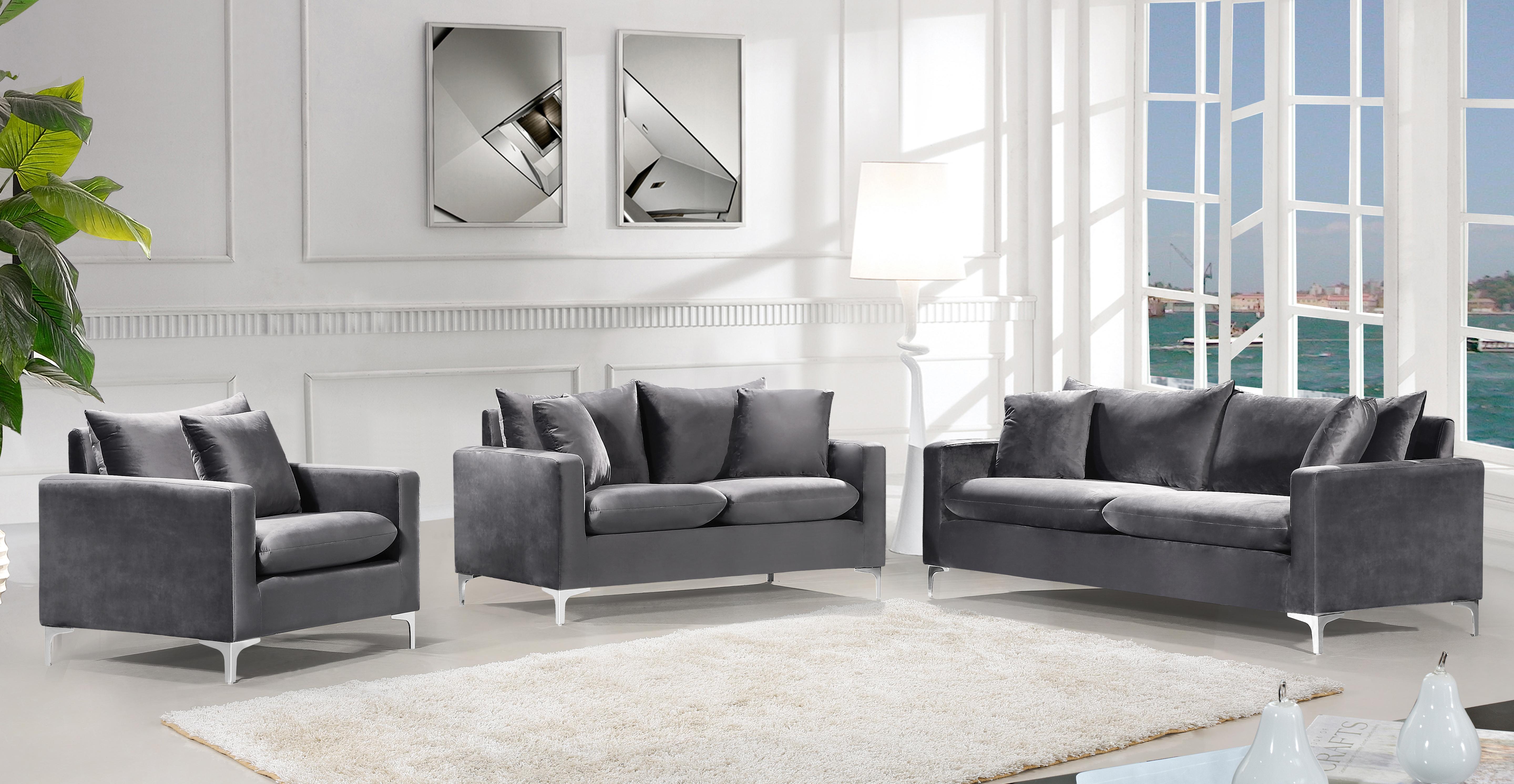 Naomi Grey Velvet Loveseat - Luxury Home Furniture (MI)