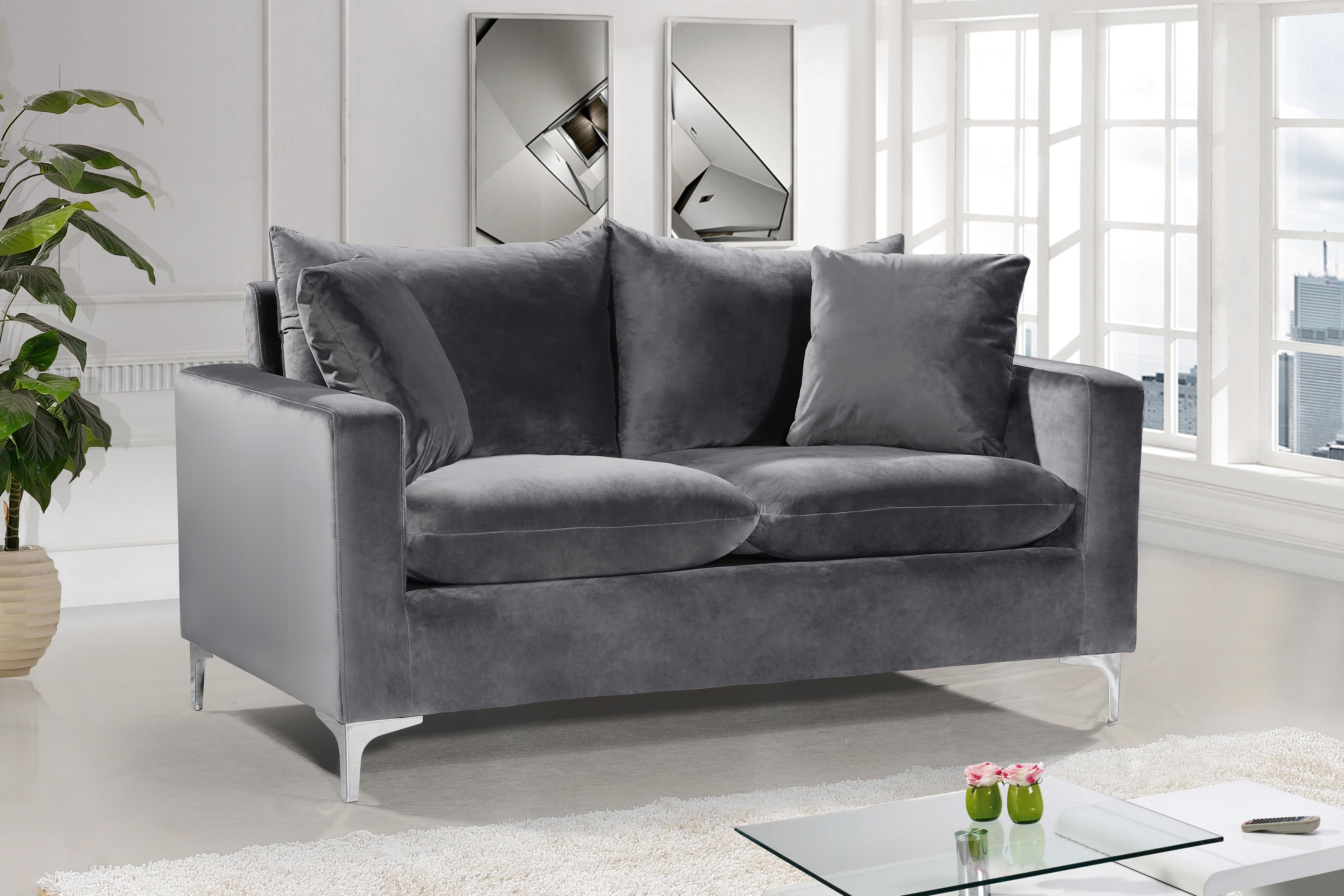 Naomi Grey Velvet Loveseat - Luxury Home Furniture (MI)