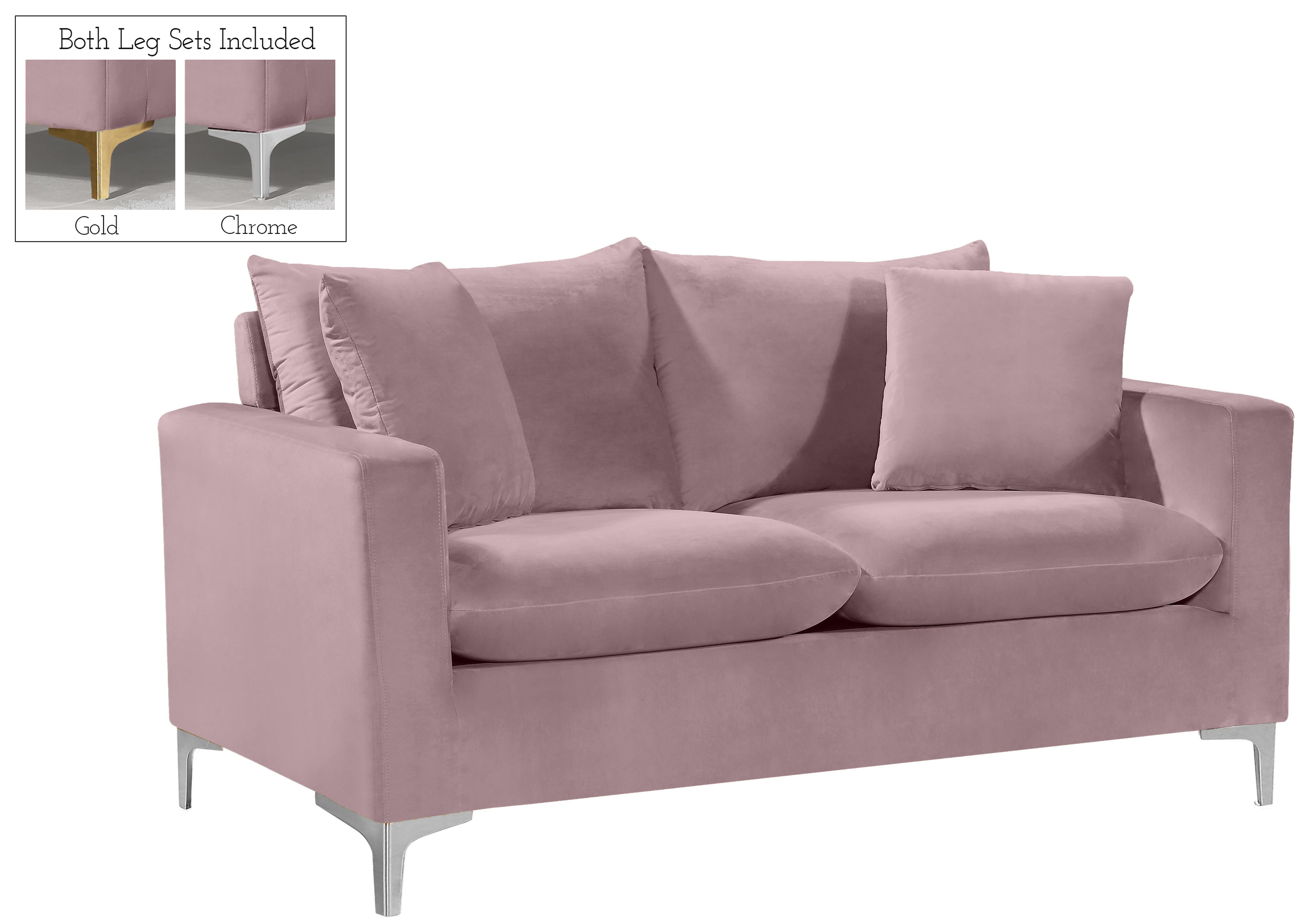 Naomi Pink Velvet Loveseat - Luxury Home Furniture (MI)