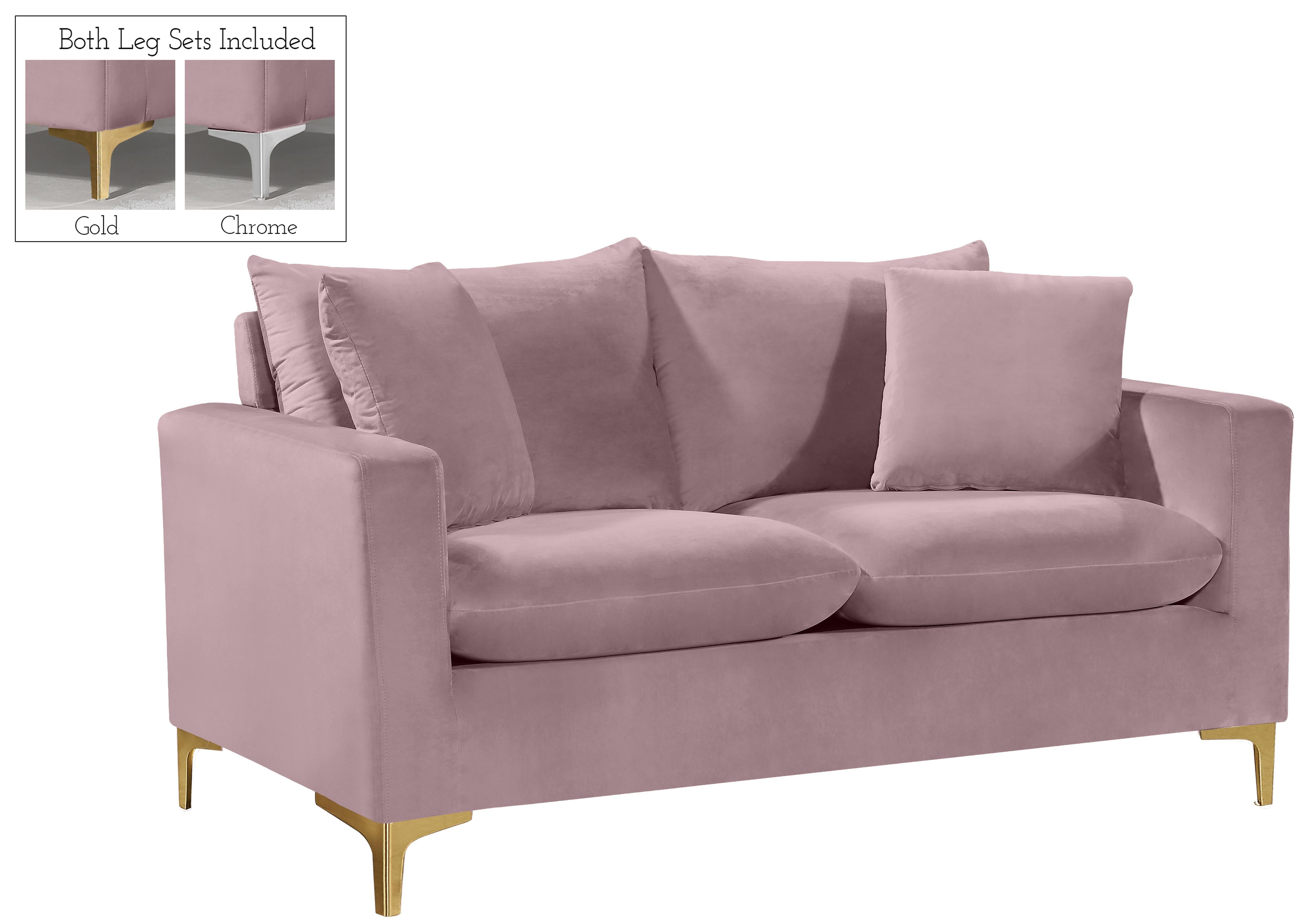 Naomi Pink Velvet Loveseat - Luxury Home Furniture (MI)