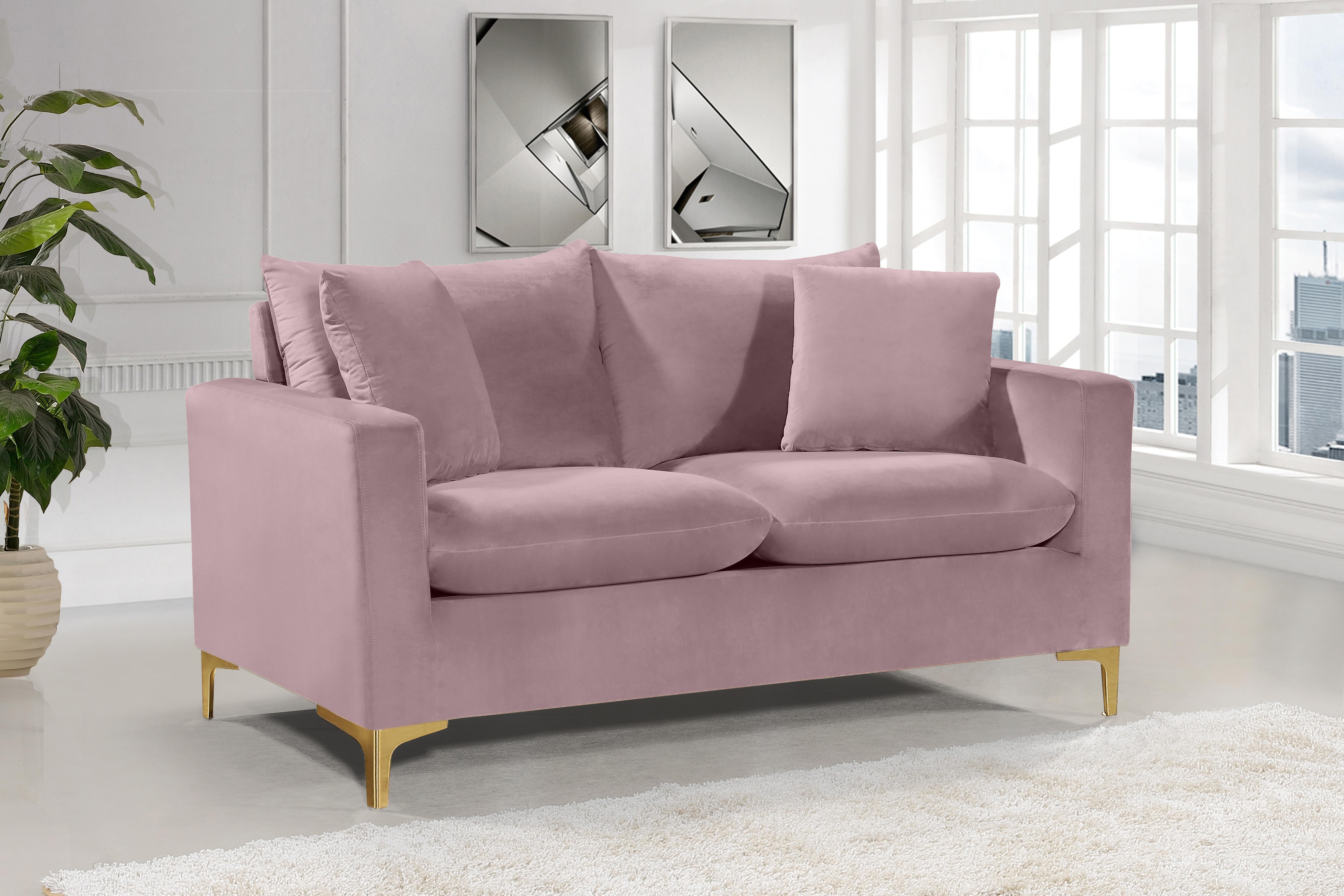 Naomi Pink Velvet Loveseat - Luxury Home Furniture (MI)