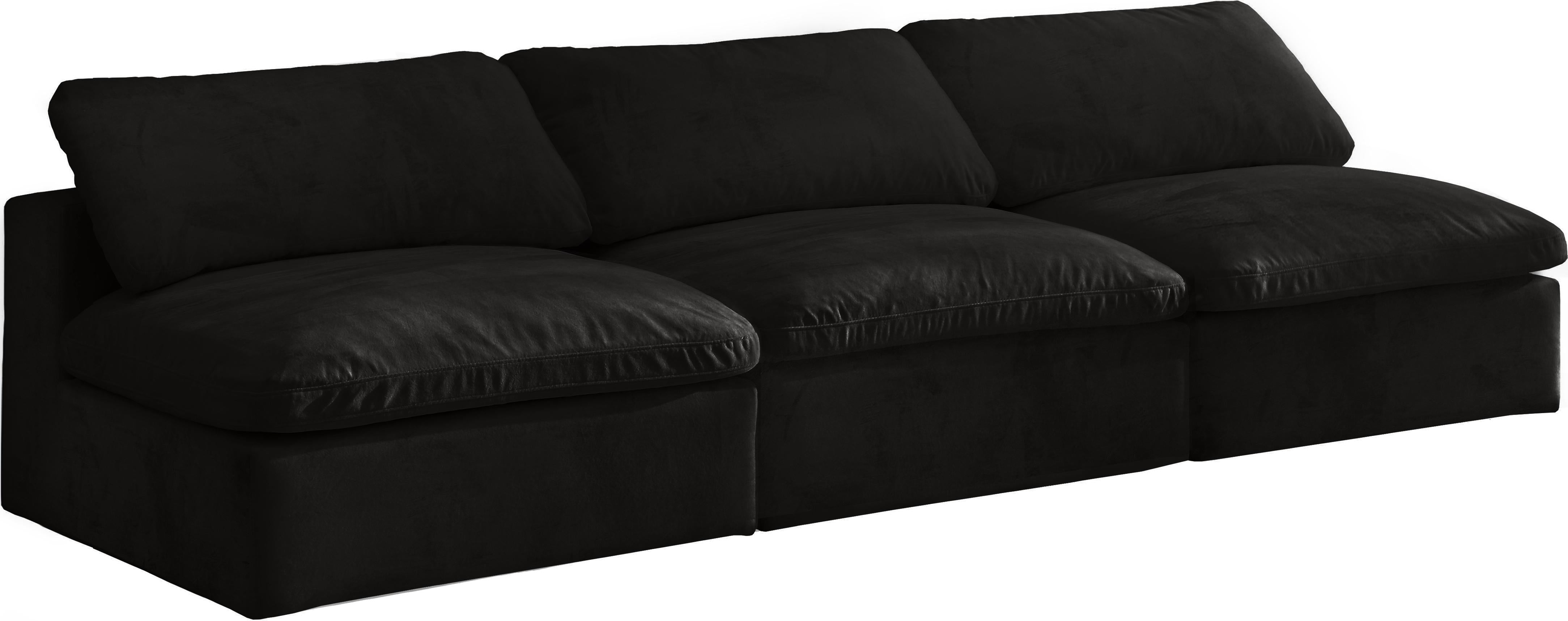 Cozy Black Velvet Cloud Modular Armless Sofa - Luxury Home Furniture (MI)