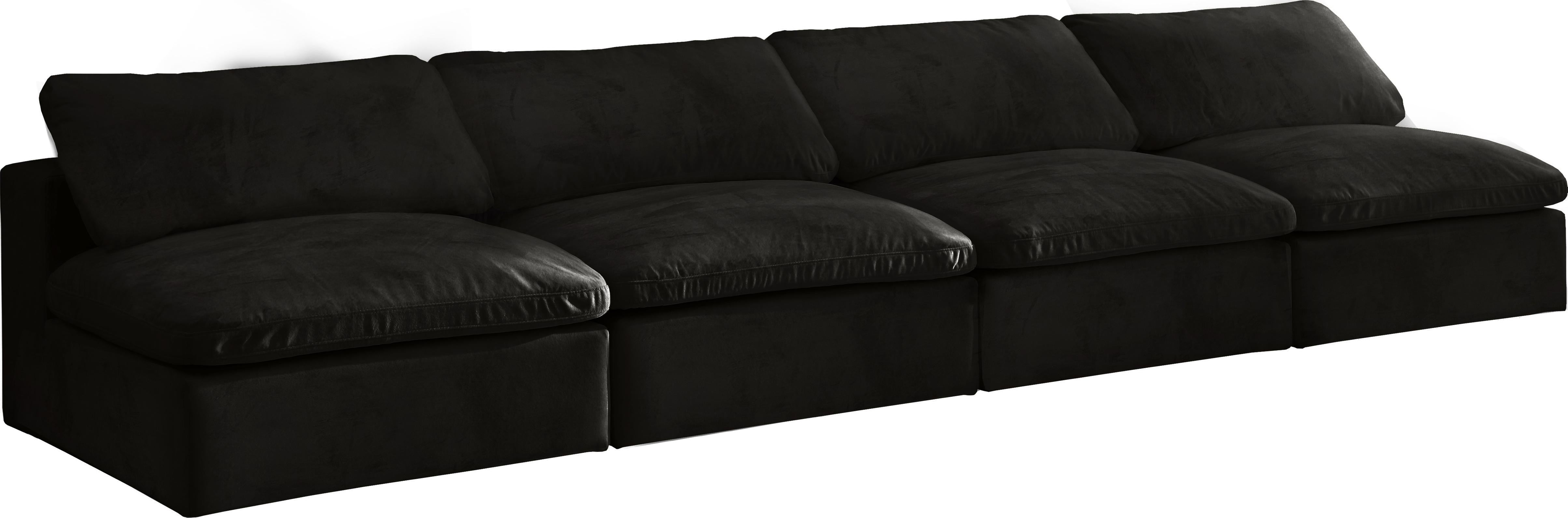 Cozy Black Velvet Cloud Modular Armless Sofa - Luxury Home Furniture (MI)