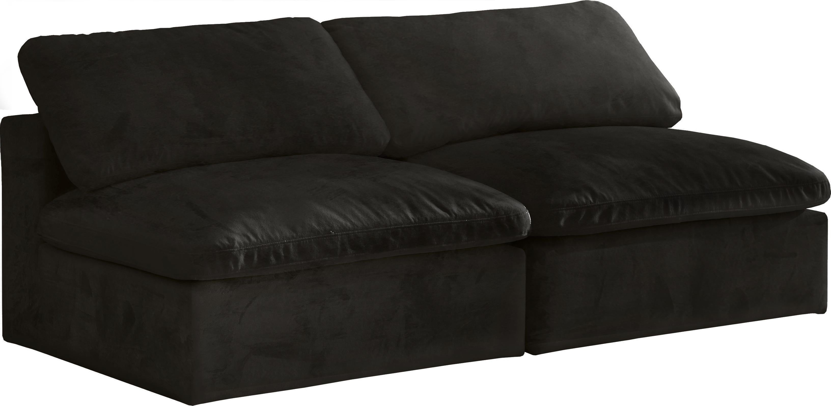 Cozy Black Velvet Cloud Modular Armless Sofa - Luxury Home Furniture (MI)