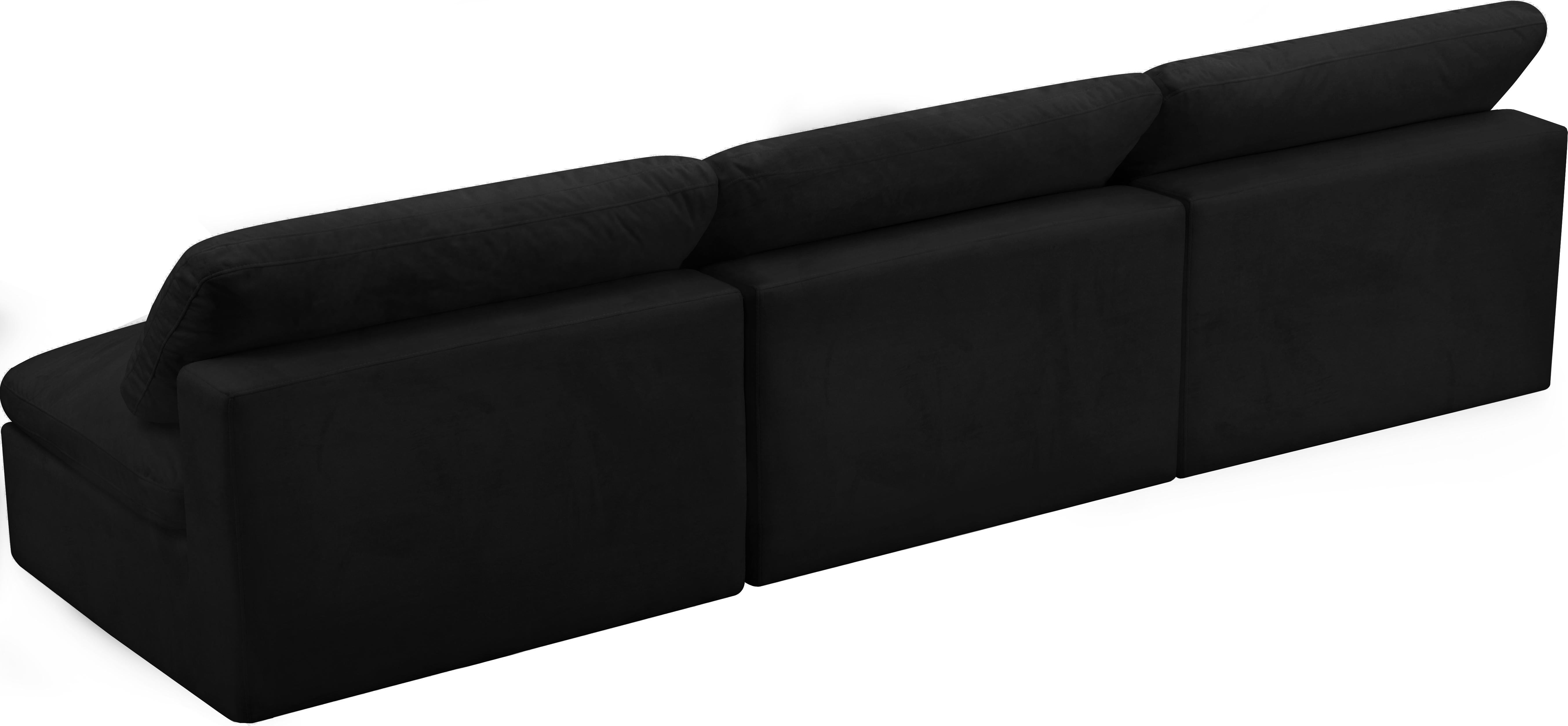 Cozy Black Velvet Cloud Modular Armless Sofa - Luxury Home Furniture (MI)