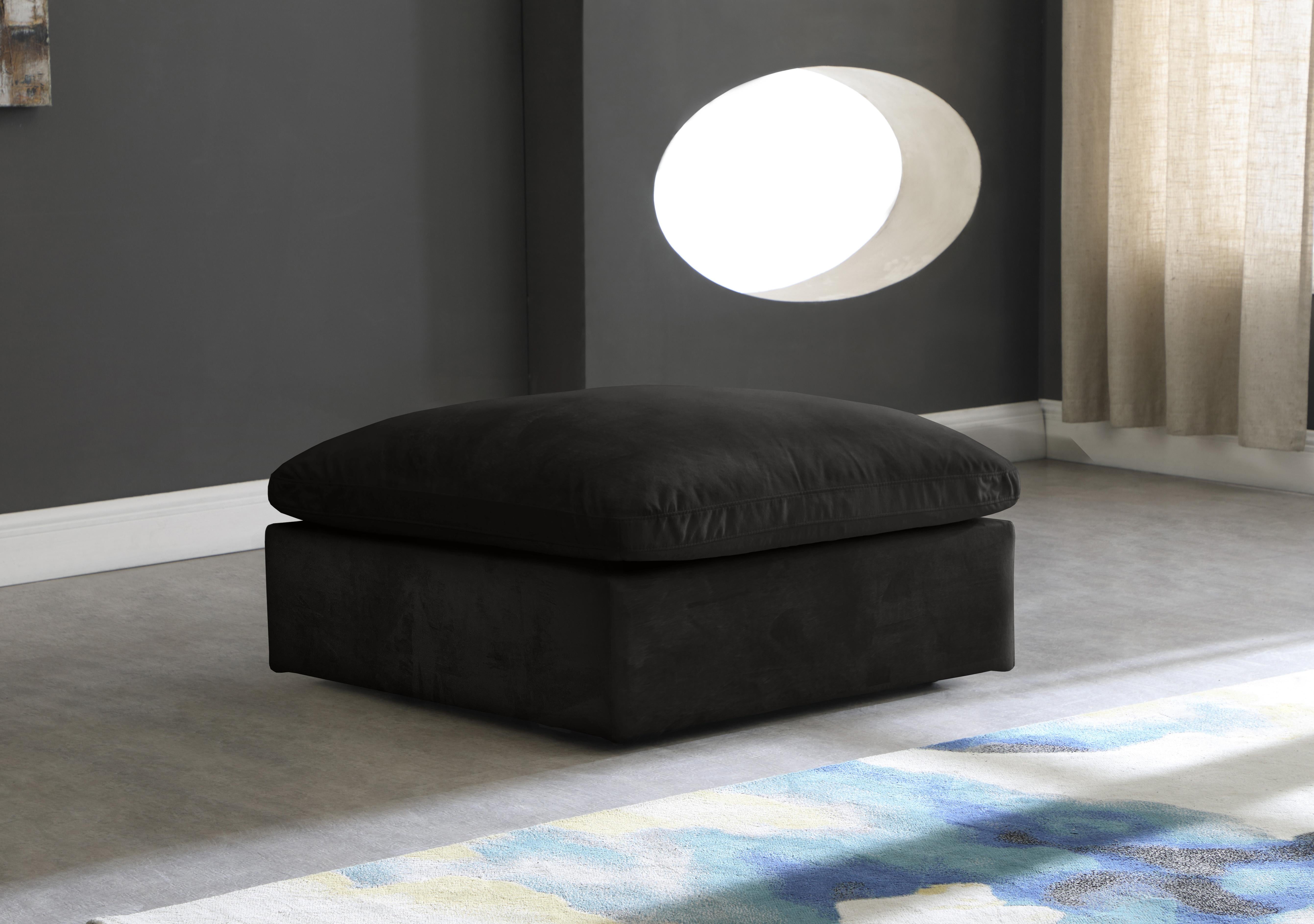 Cozy Black Velvet Ottoman - Luxury Home Furniture (MI)