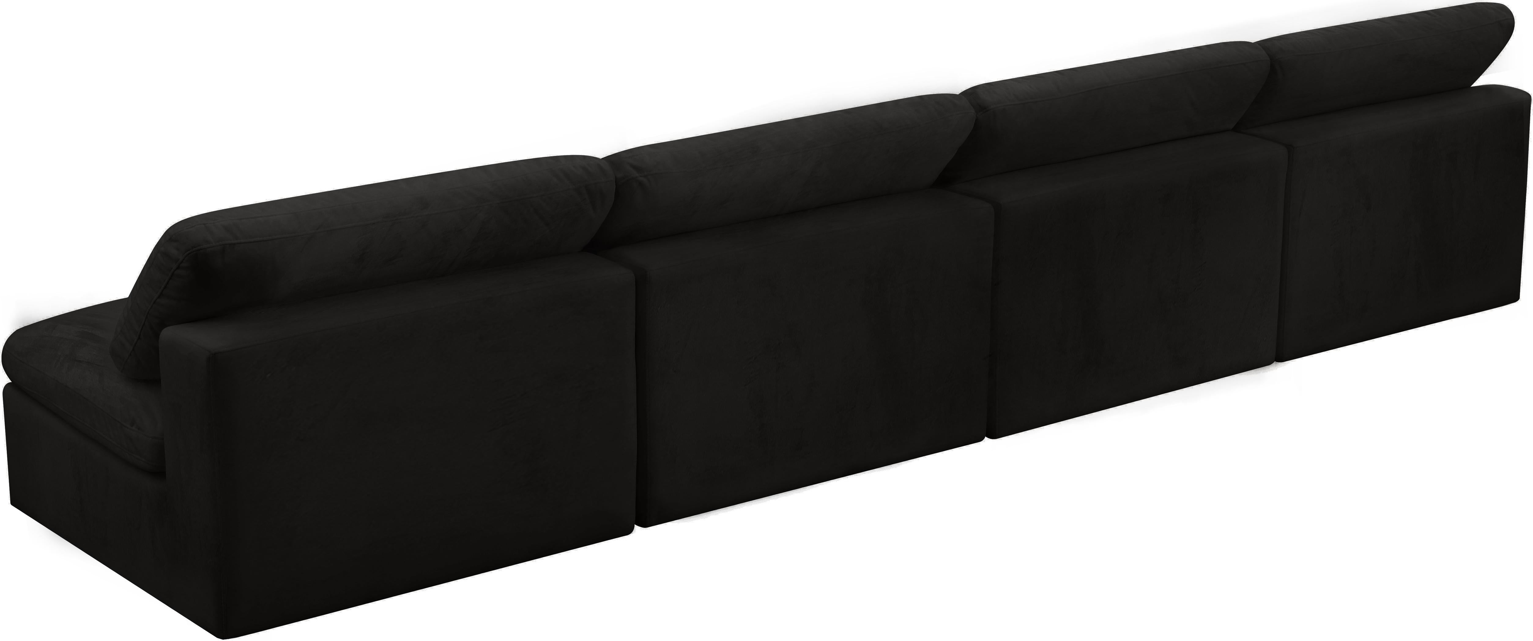 Cozy Black Velvet Cloud Modular Armless Sofa - Luxury Home Furniture (MI)