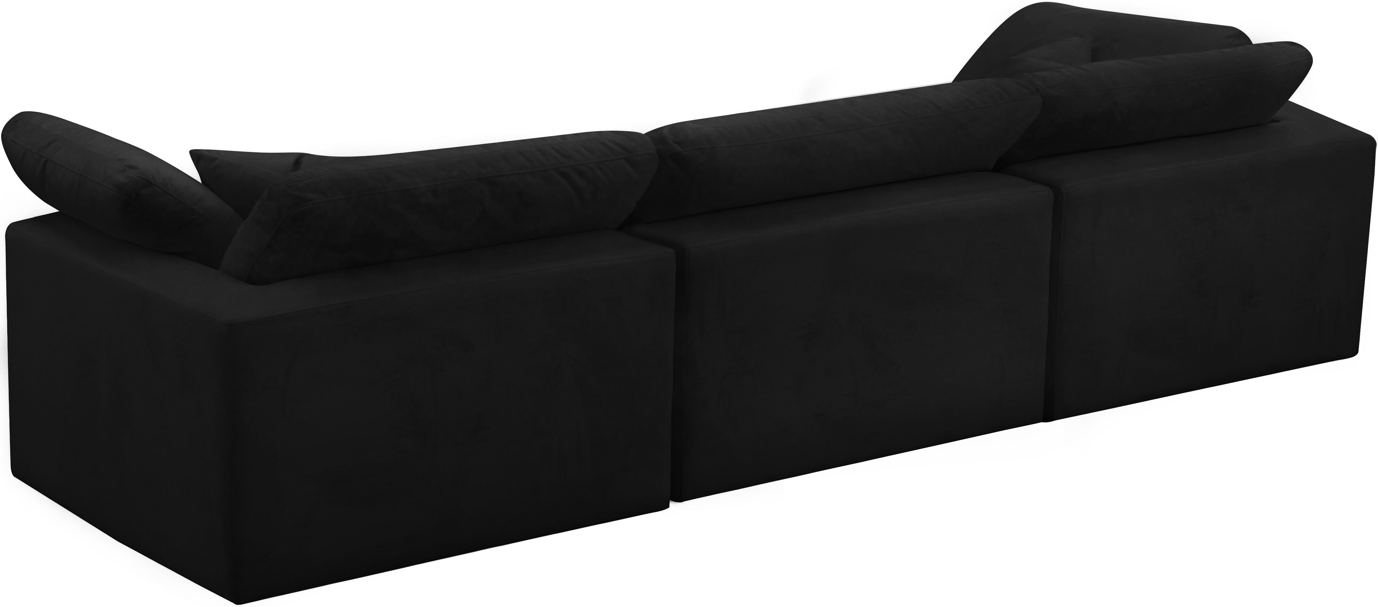 Cozy Black Velvet Cloud Modular Sofa - Luxury Home Furniture (MI)