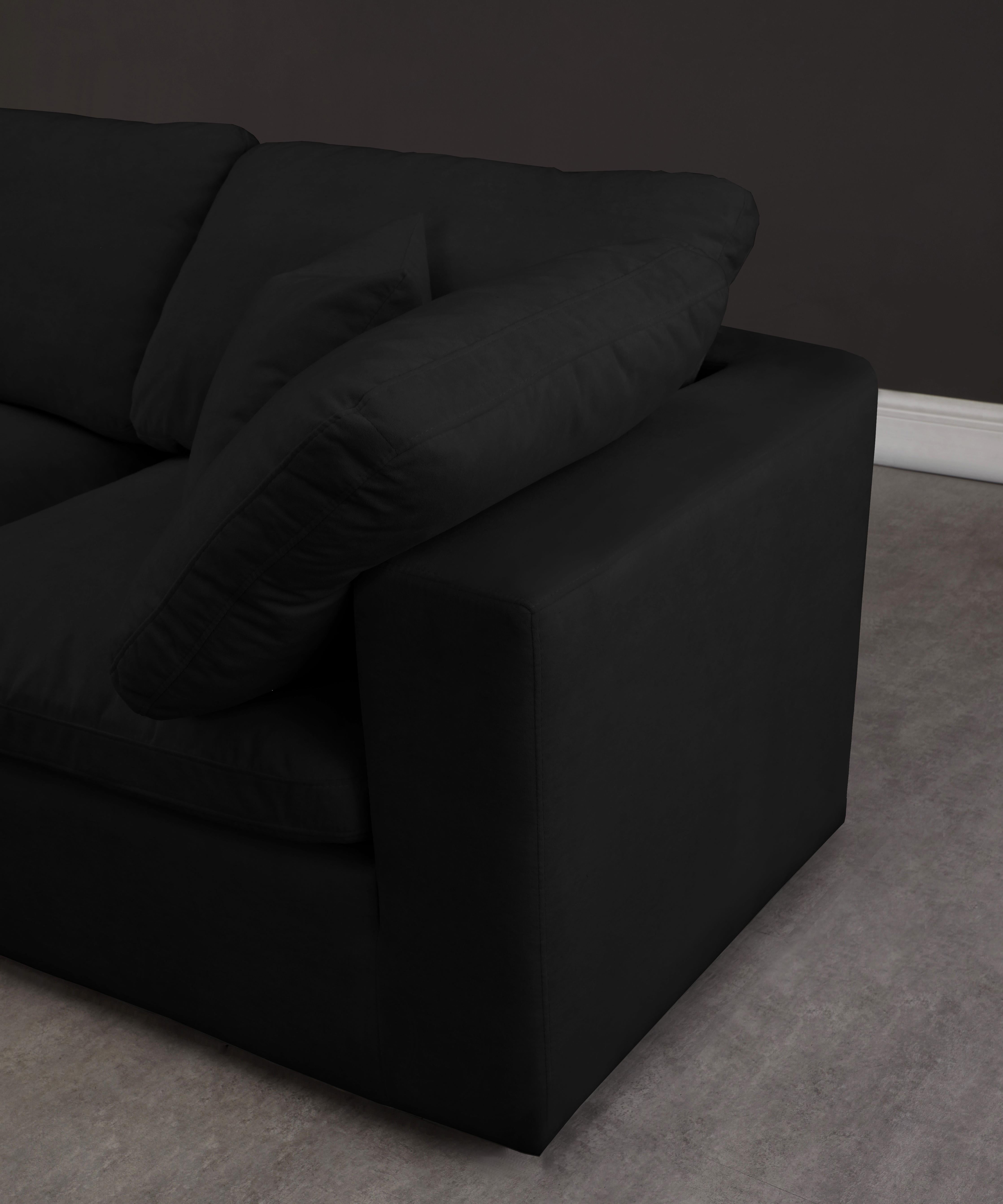 Cozy Black Velvet Cloud Modular Armless Sofa - Luxury Home Furniture (MI)