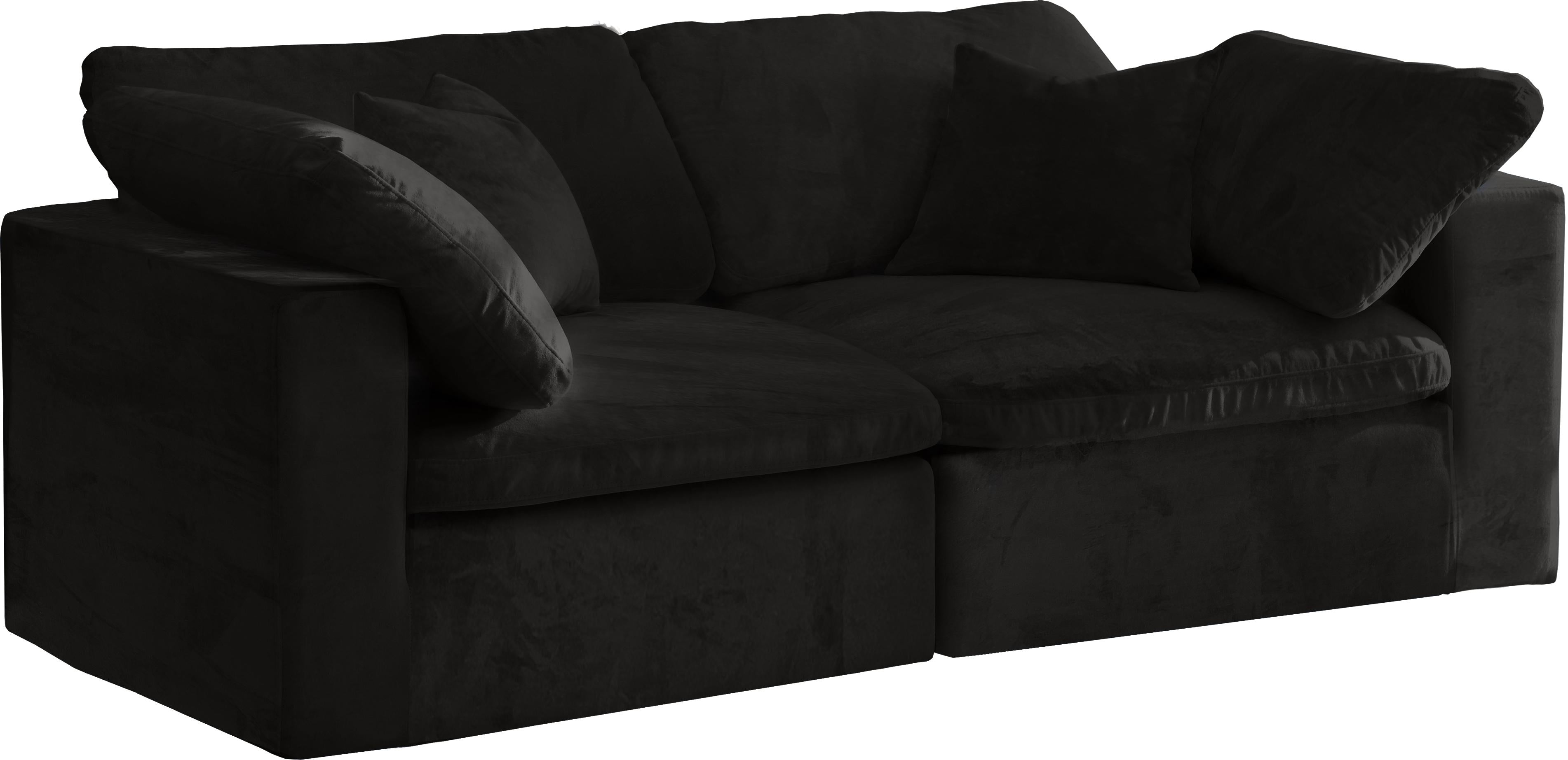 Cozy Black Velvet Cloud Modular Sofa - Luxury Home Furniture (MI)