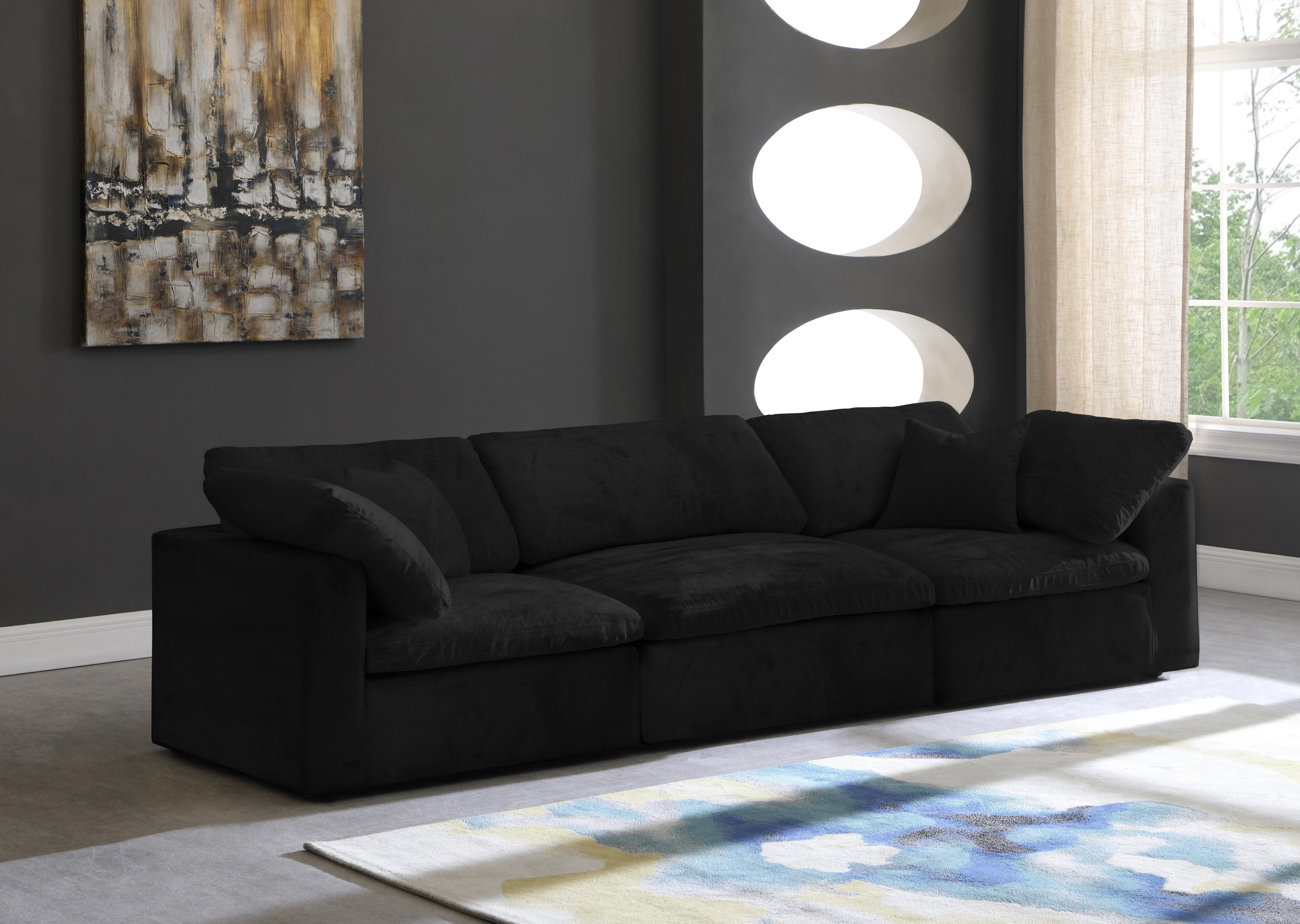 Cozy Black Velvet Cloud Modular Sofa - Luxury Home Furniture (MI)