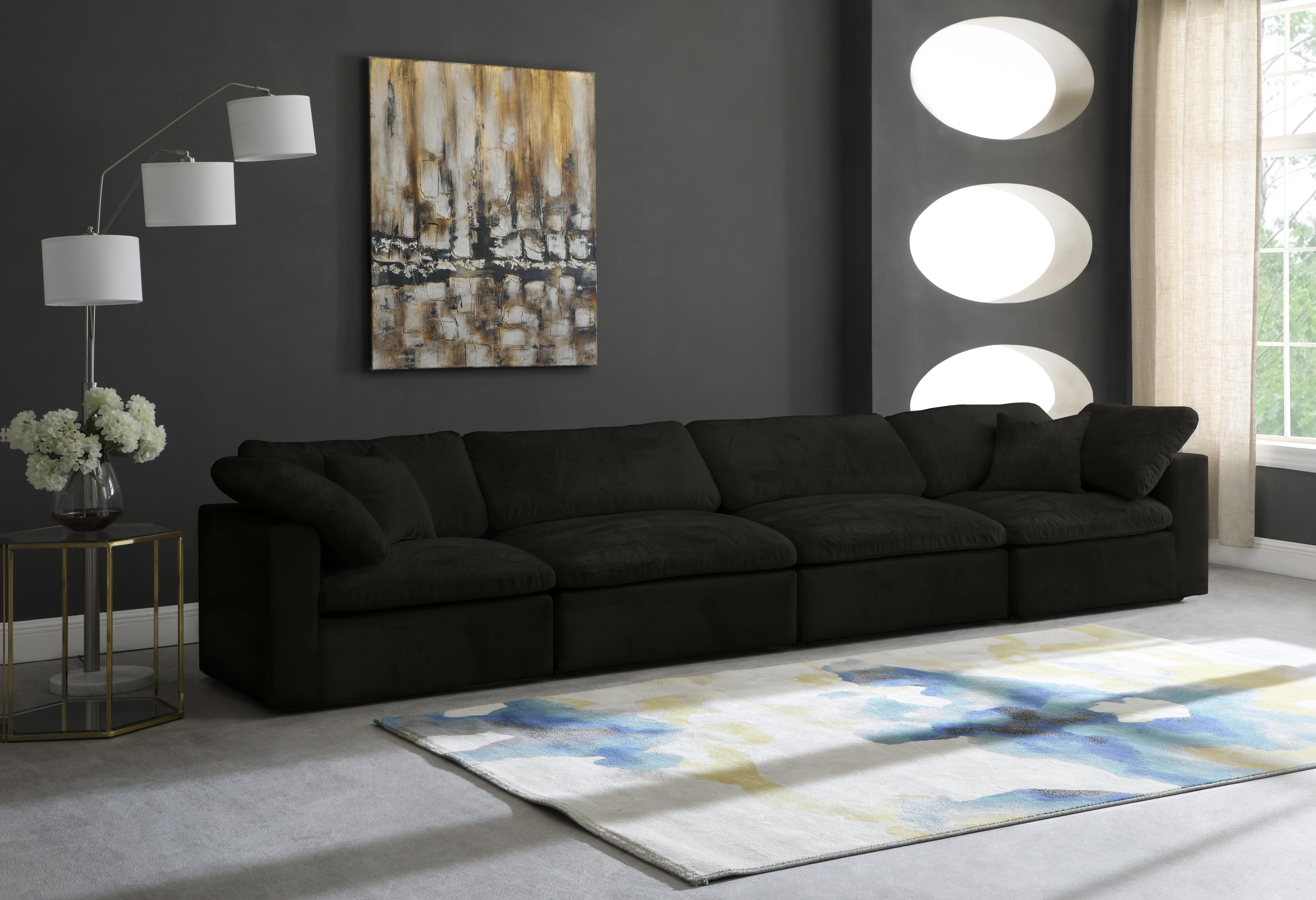 Cozy Black Velvet Cloud Modular Sofa - Luxury Home Furniture (MI)