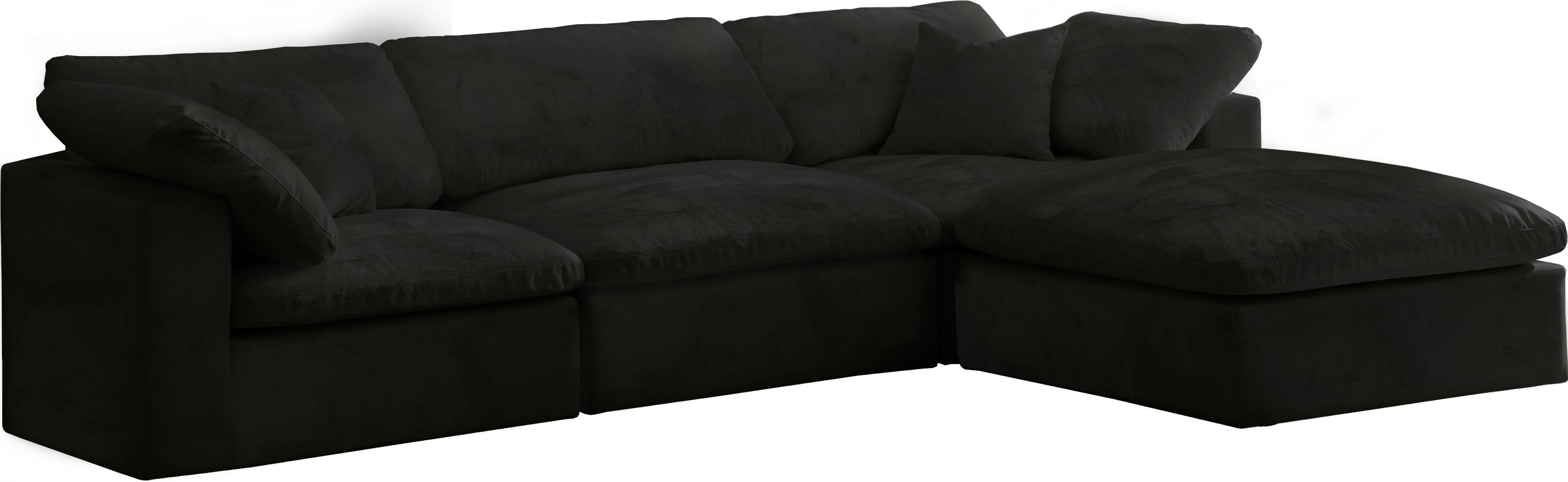 Cozy Black Velvet Cloud Modular Sectional - Luxury Home Furniture (MI)
