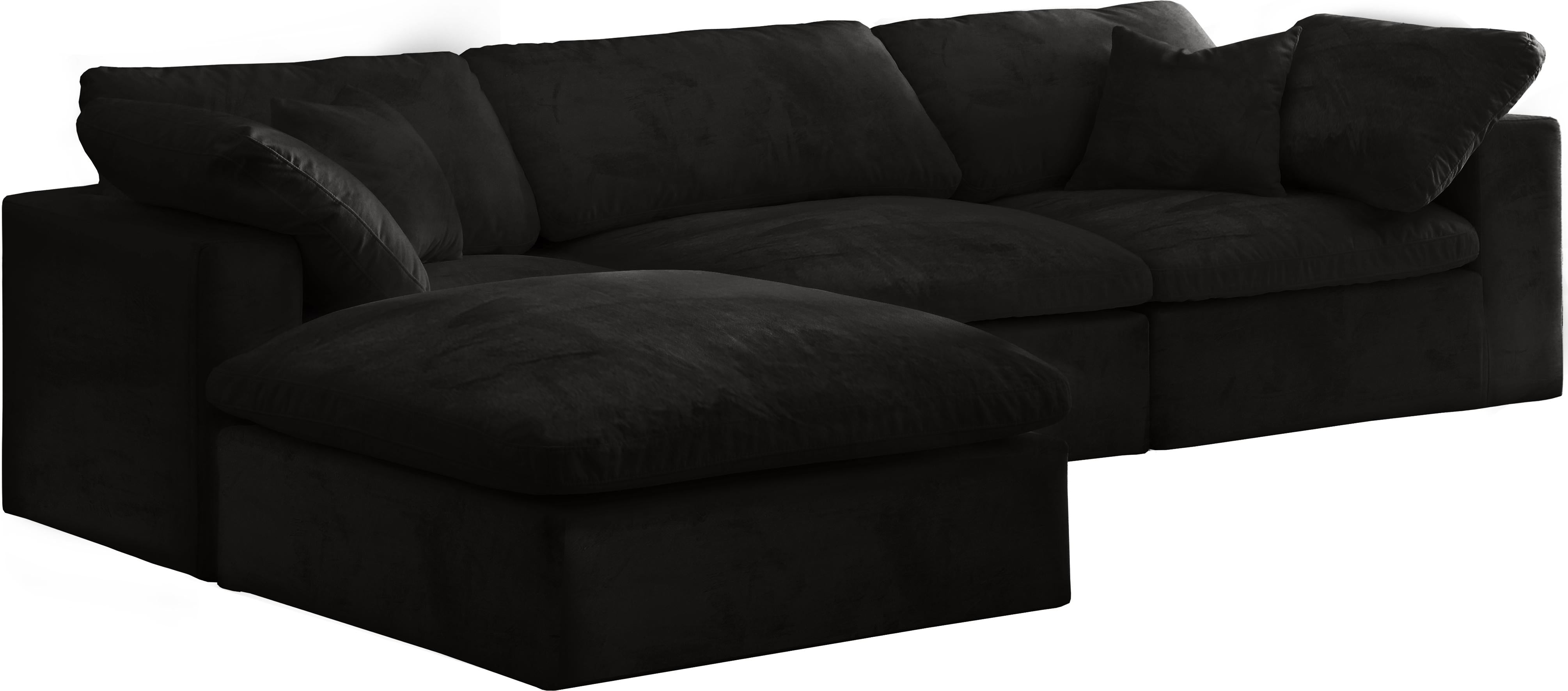 Cozy Black Velvet Cloud Modular Sectional - Luxury Home Furniture (MI)