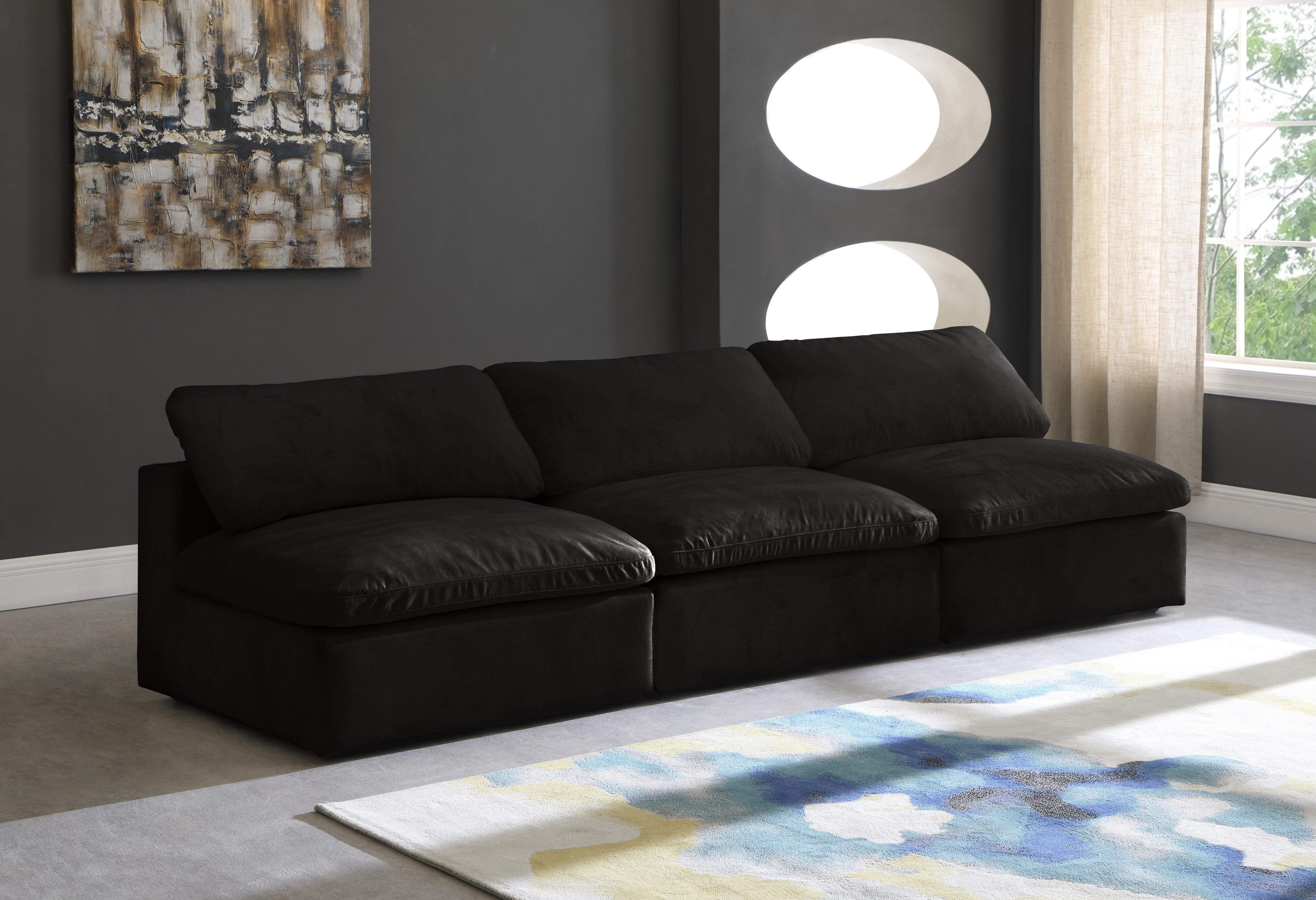 Cozy Black Velvet Cloud Modular Armless Sofa - Luxury Home Furniture (MI)