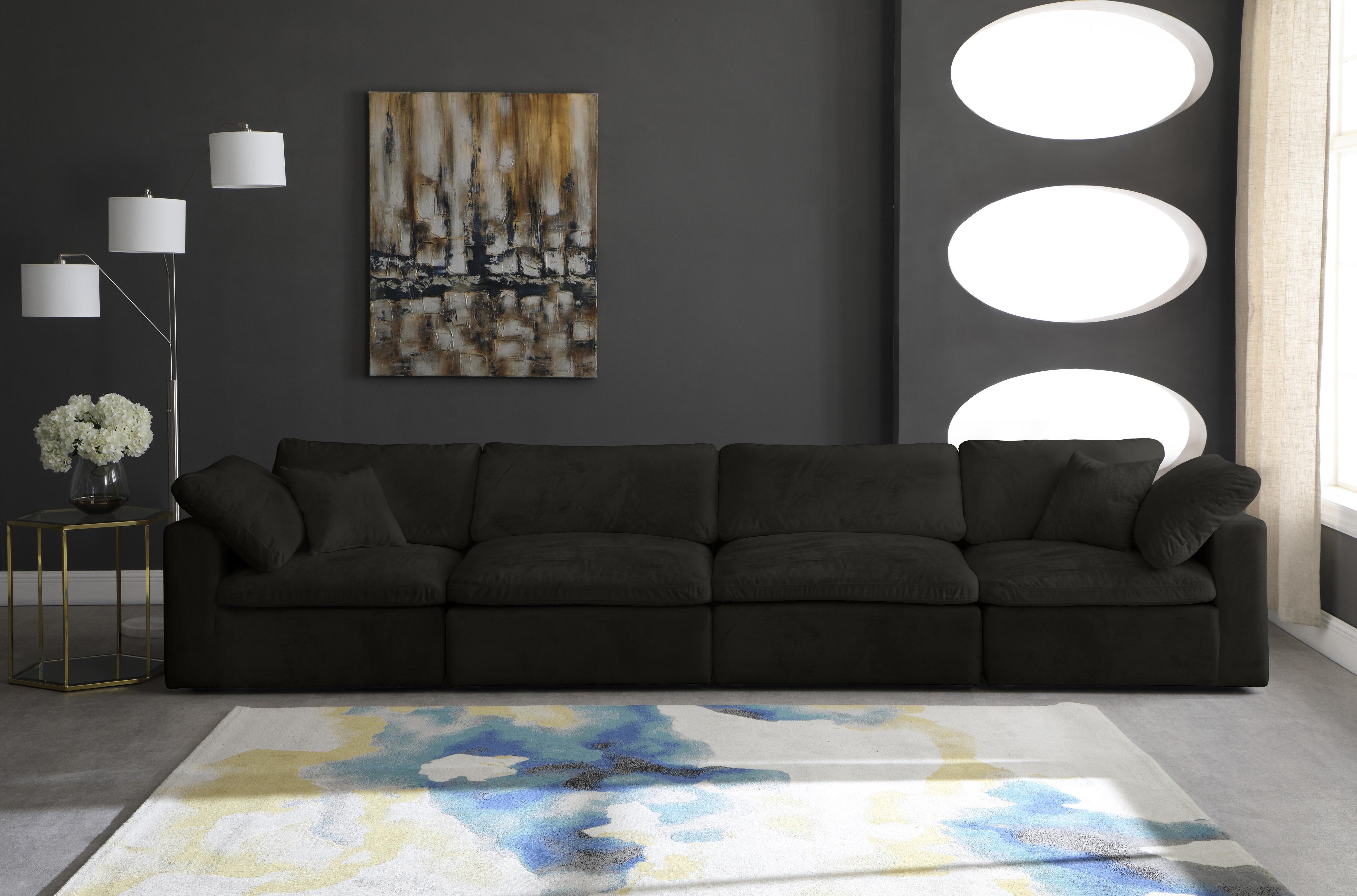 Cozy Black Velvet Cloud Modular Sofa - Luxury Home Furniture (MI)