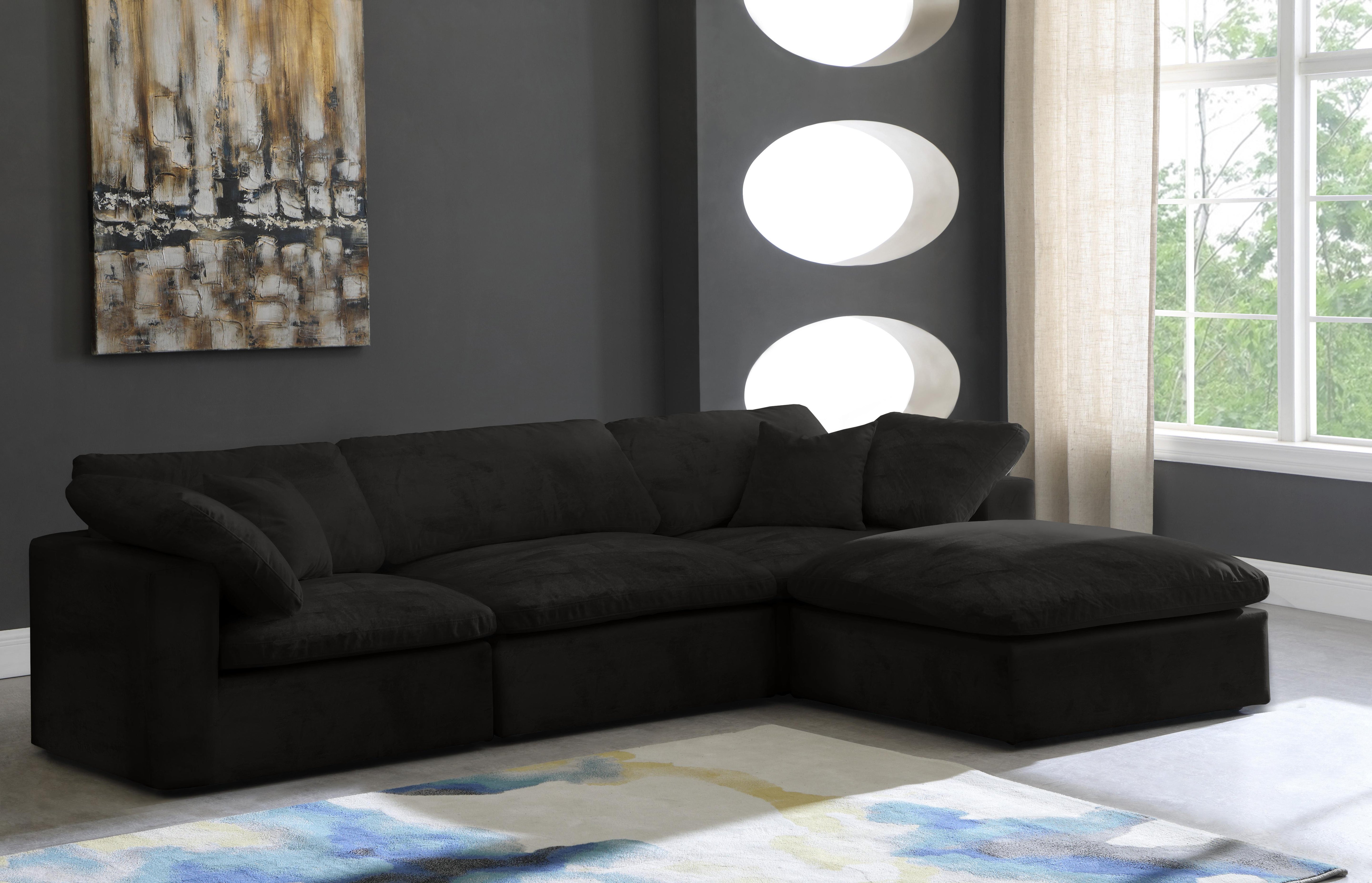 Cozy Black Velvet Cloud Modular Sectional - Luxury Home Furniture (MI)