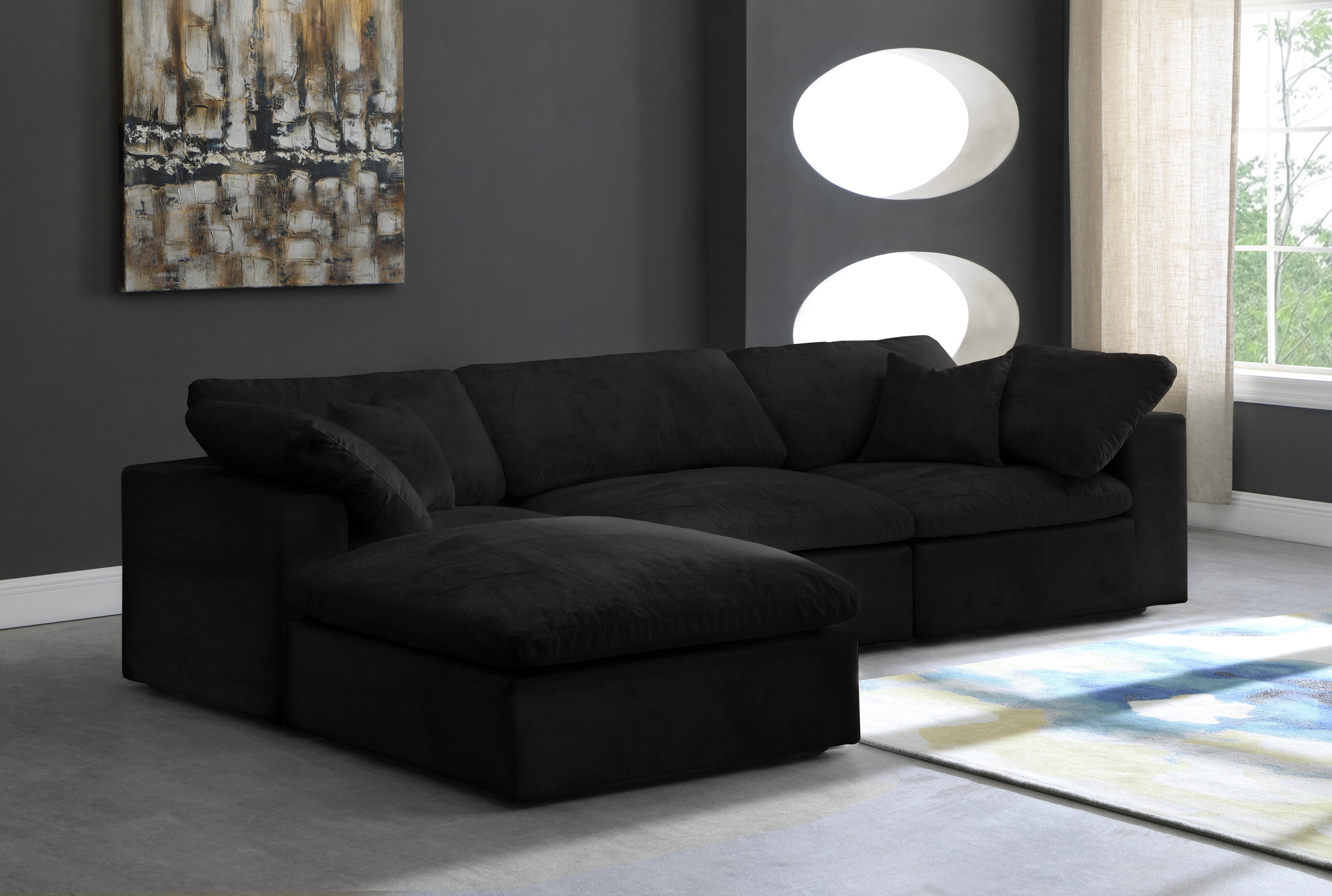 Cozy Black Velvet Cloud Modular Sectional - Luxury Home Furniture (MI)