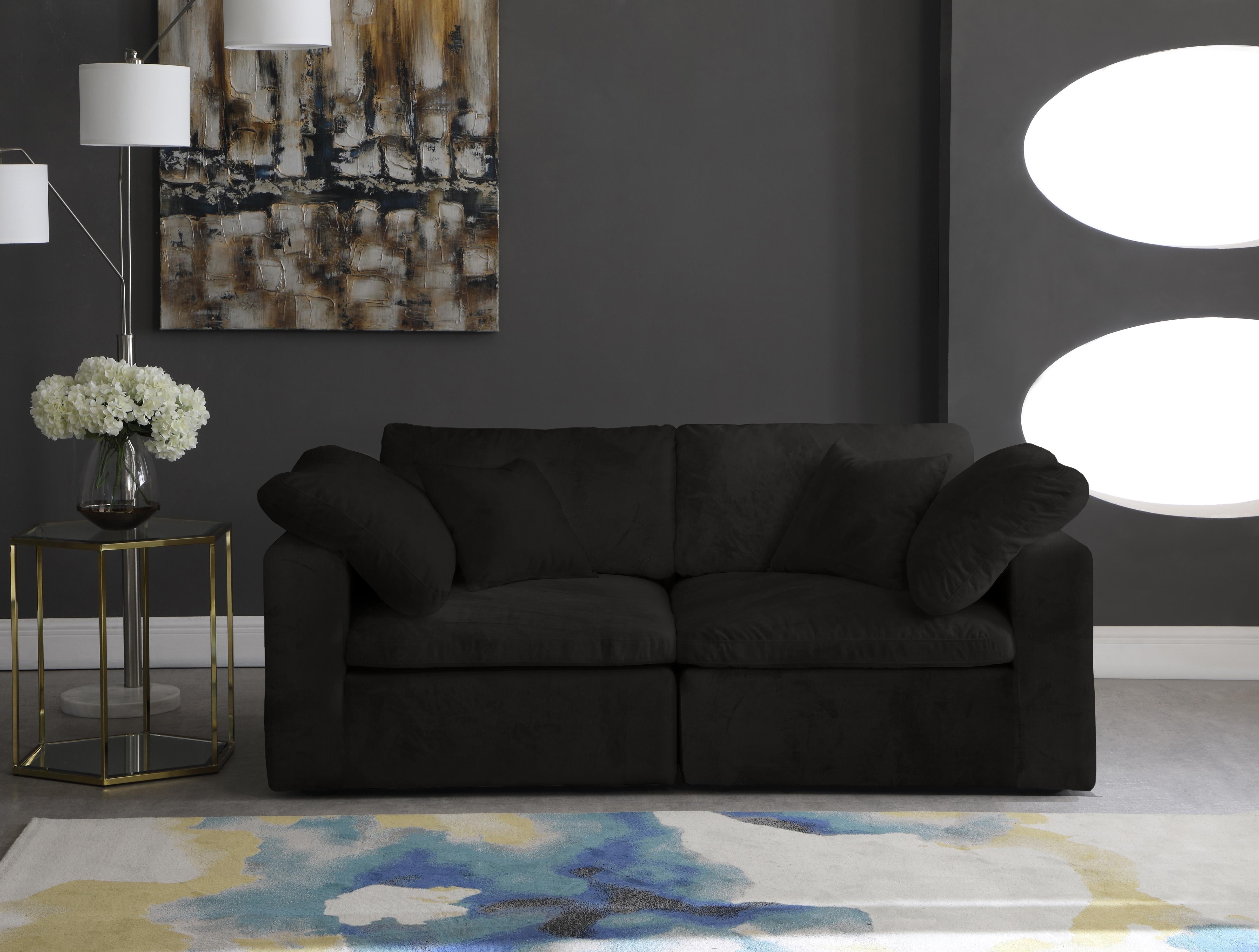 Cozy Black Velvet Cloud Modular Sofa - Luxury Home Furniture (MI)