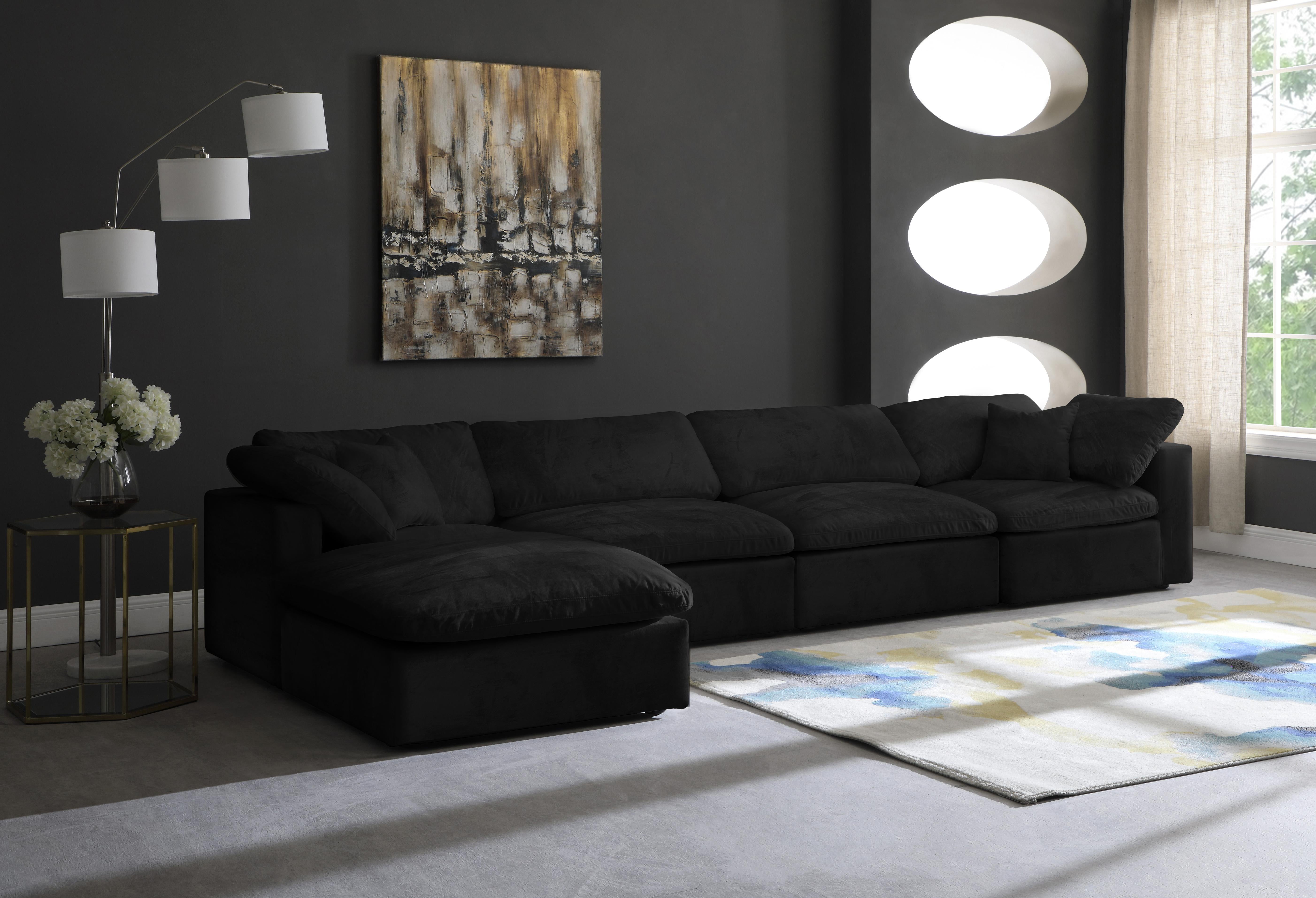 Cozy Black Velvet Cloud Modular Sectional - Luxury Home Furniture (MI)