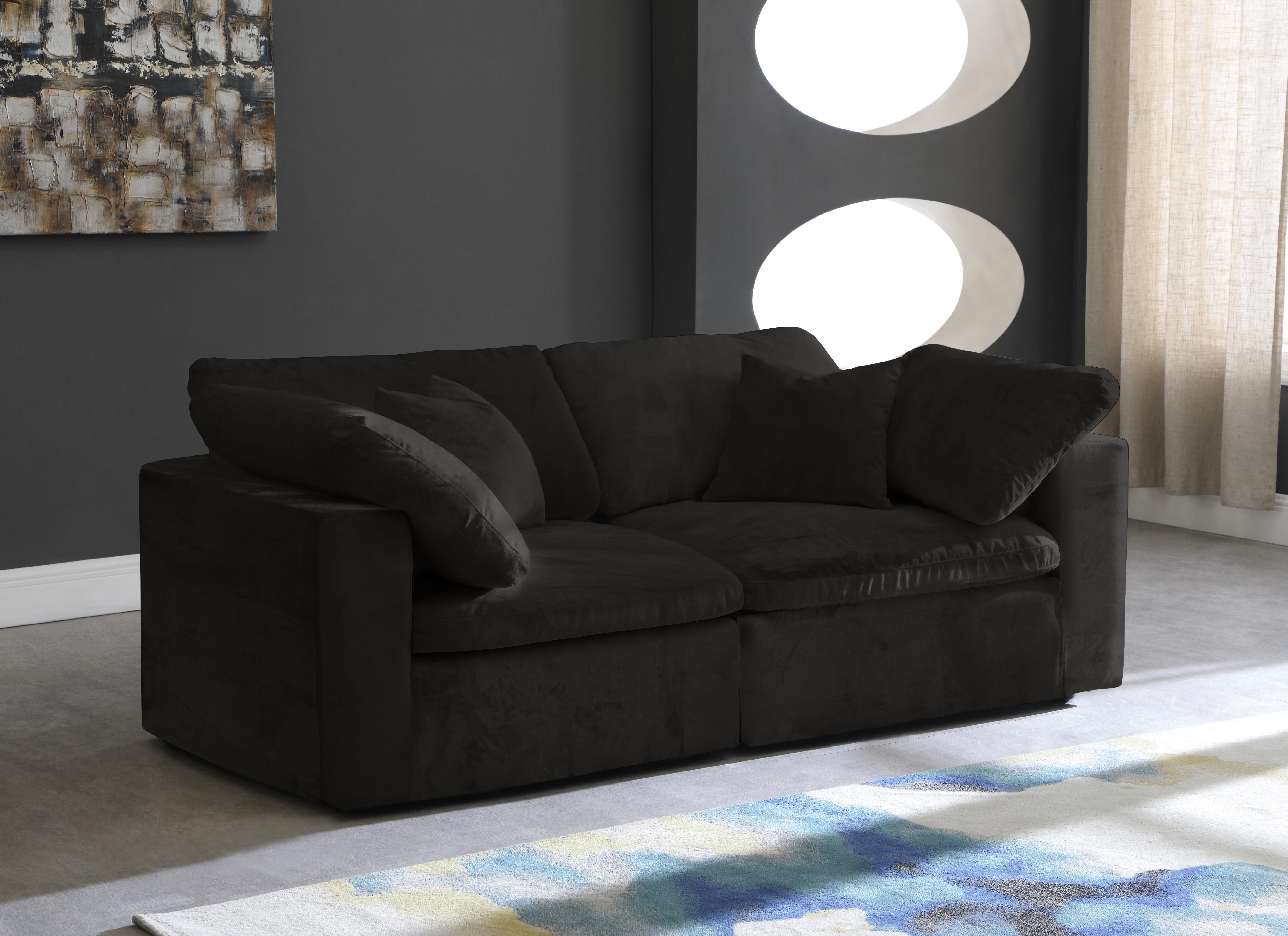 Cozy Black Velvet Cloud Modular Sofa - Luxury Home Furniture (MI)